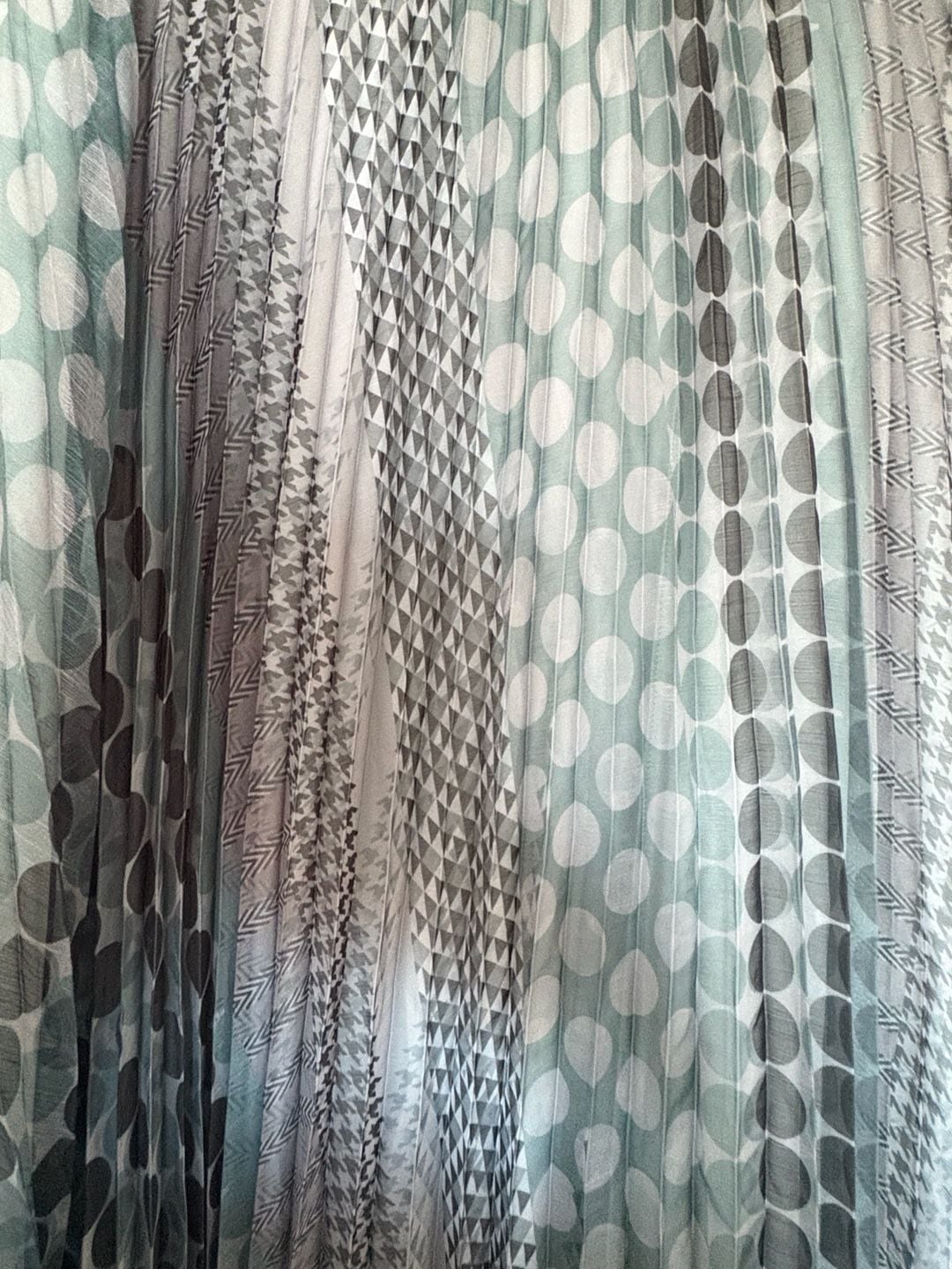 Pleated Midi Skirt Geometric Polka Dot Green Gray Black 4
