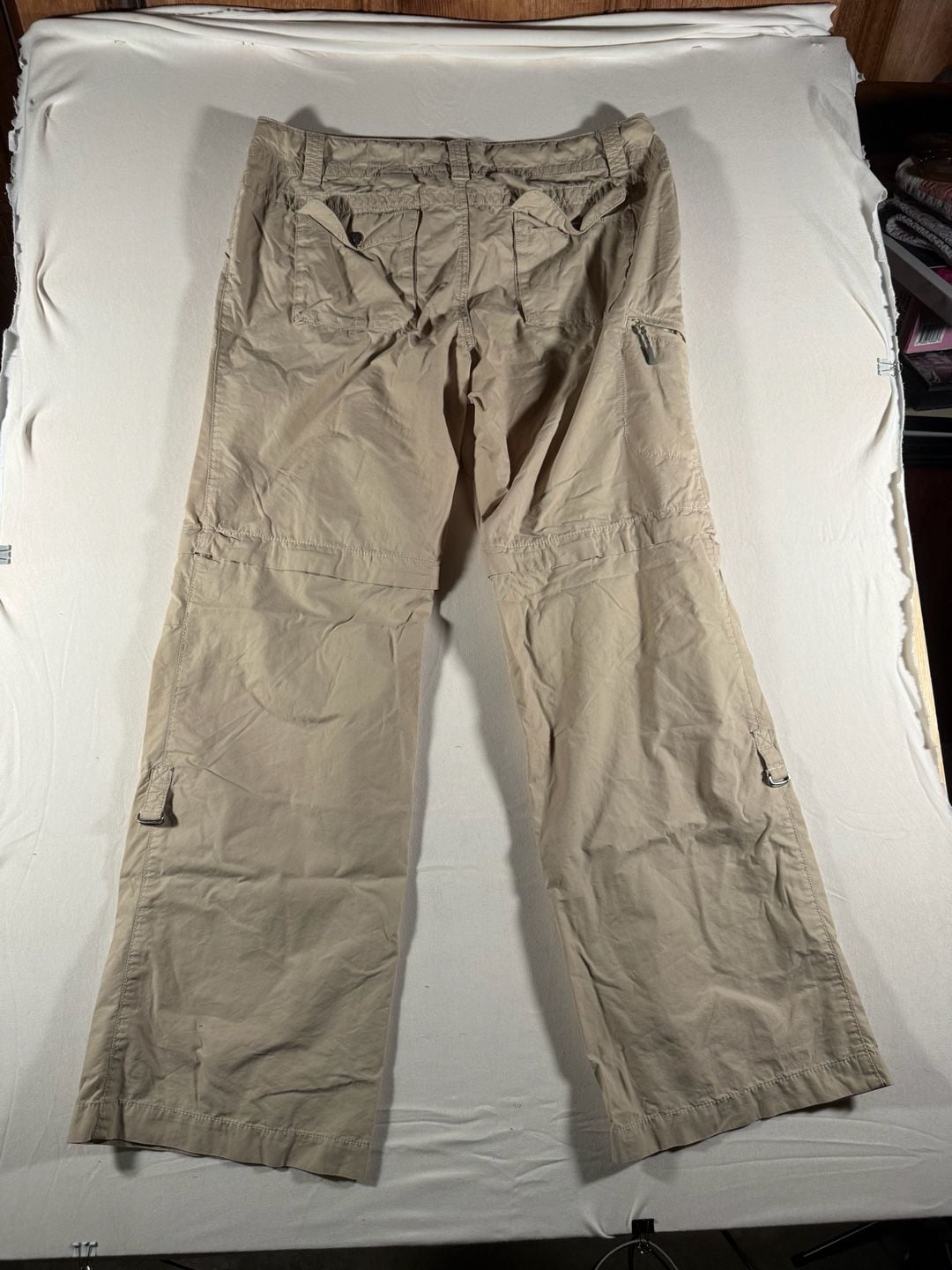 Women’s Eddie Bauer Convertible Hiking Pants Size 12 Tan Cargo Zip-Off 3
