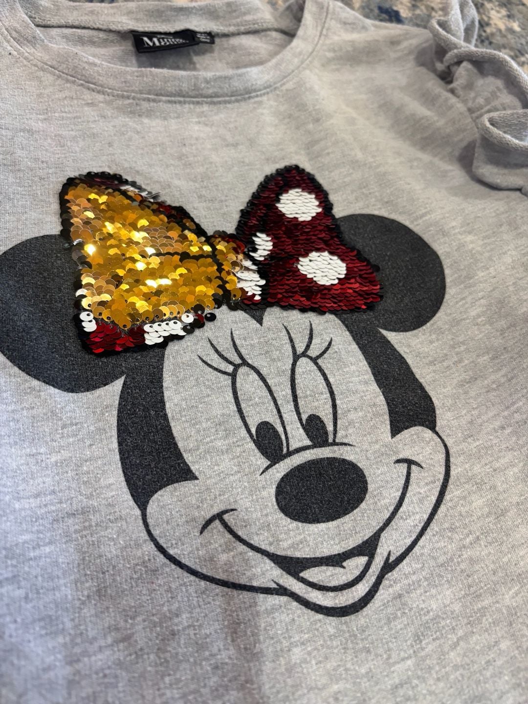 Disney Minnie Mouse Long Sleeve Top Size 14 (L) Gray Reversible Sequin 4