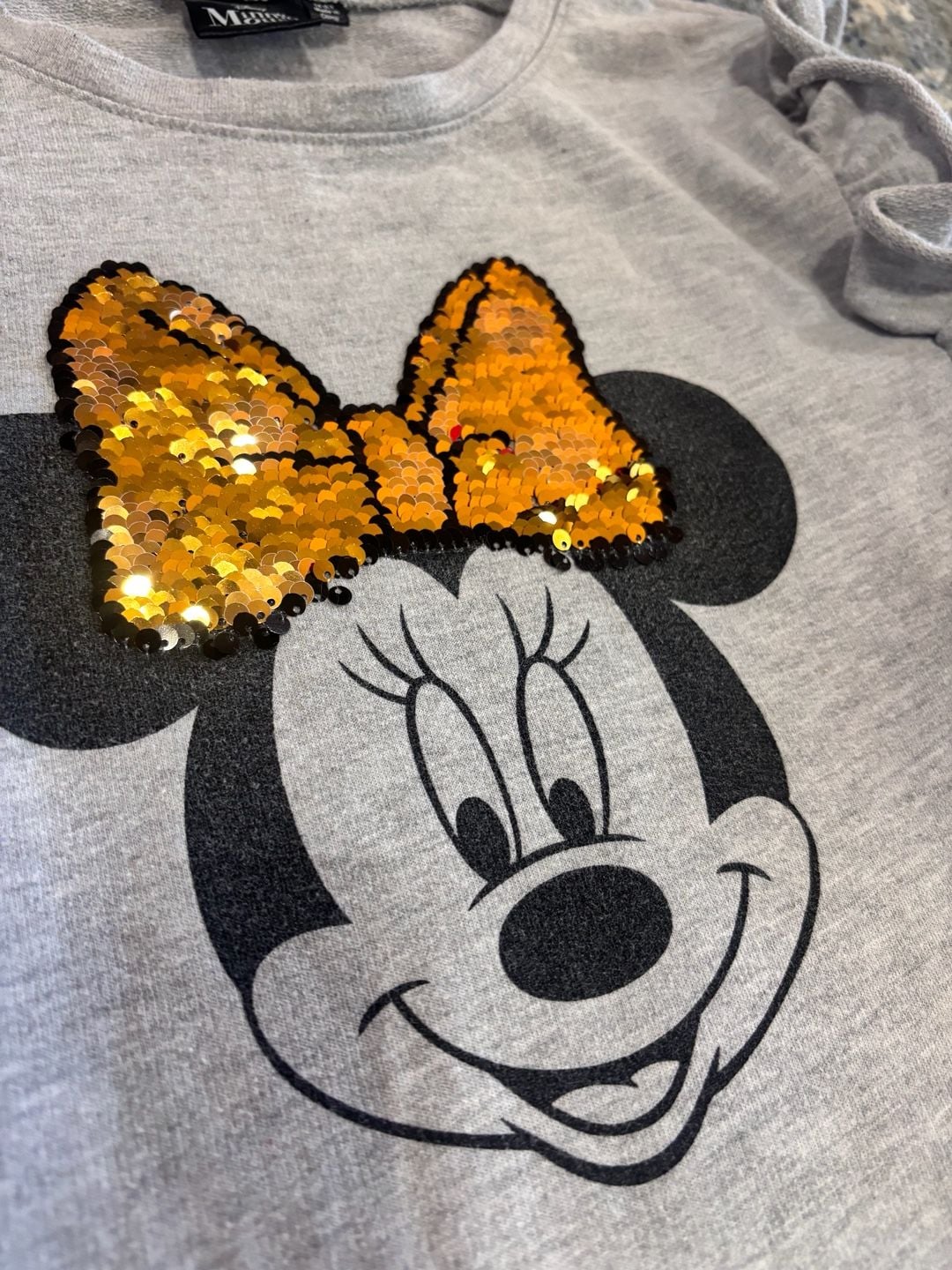 Disney Minnie Mouse Long Sleeve Top Size 14 (L) Gray Reversible Sequin 6