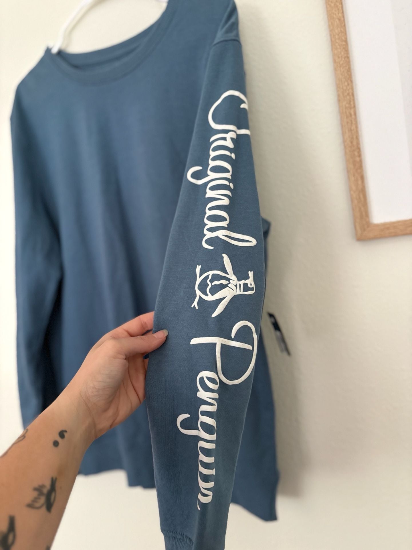Original Penguin Sweatshirt Size M Copen Blue Sleeve Logo 6