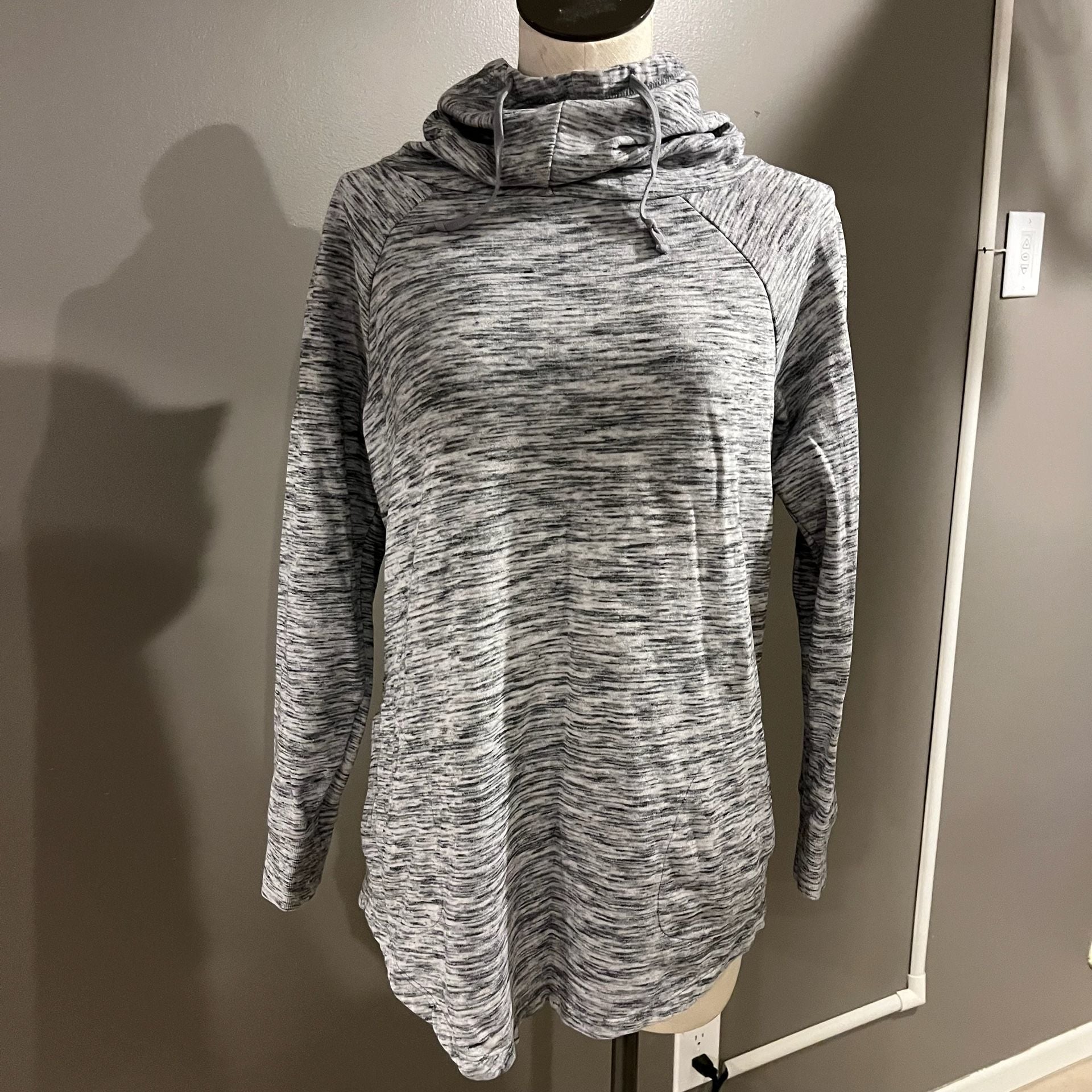 Mossimo Supply Co. Marled Gray Funnel Neck Hoodie Sweatshirt Women’s Large 2