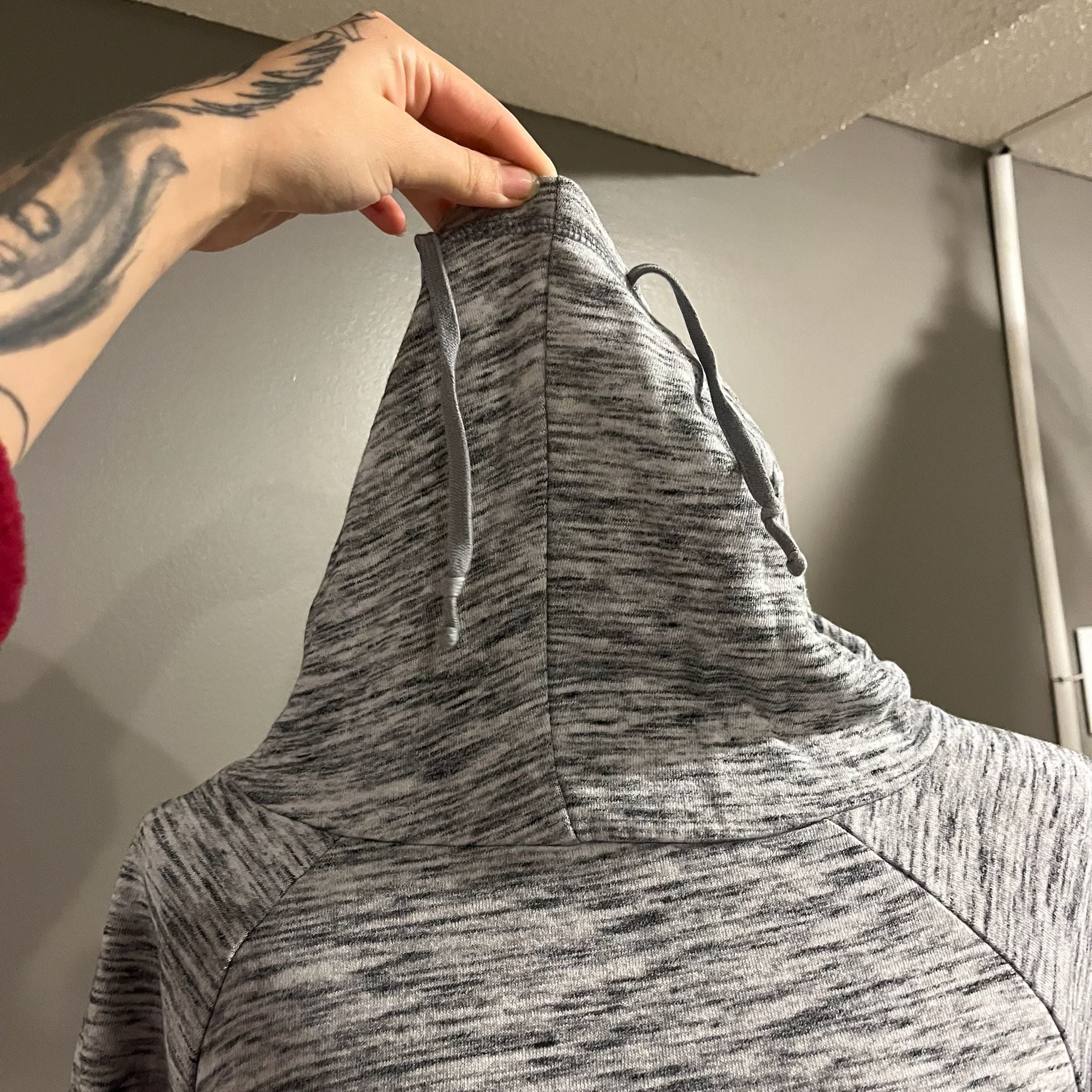 Mossimo Supply Co. Marled Gray Funnel Neck Hoodie Sweatshirt Women’s Large 3