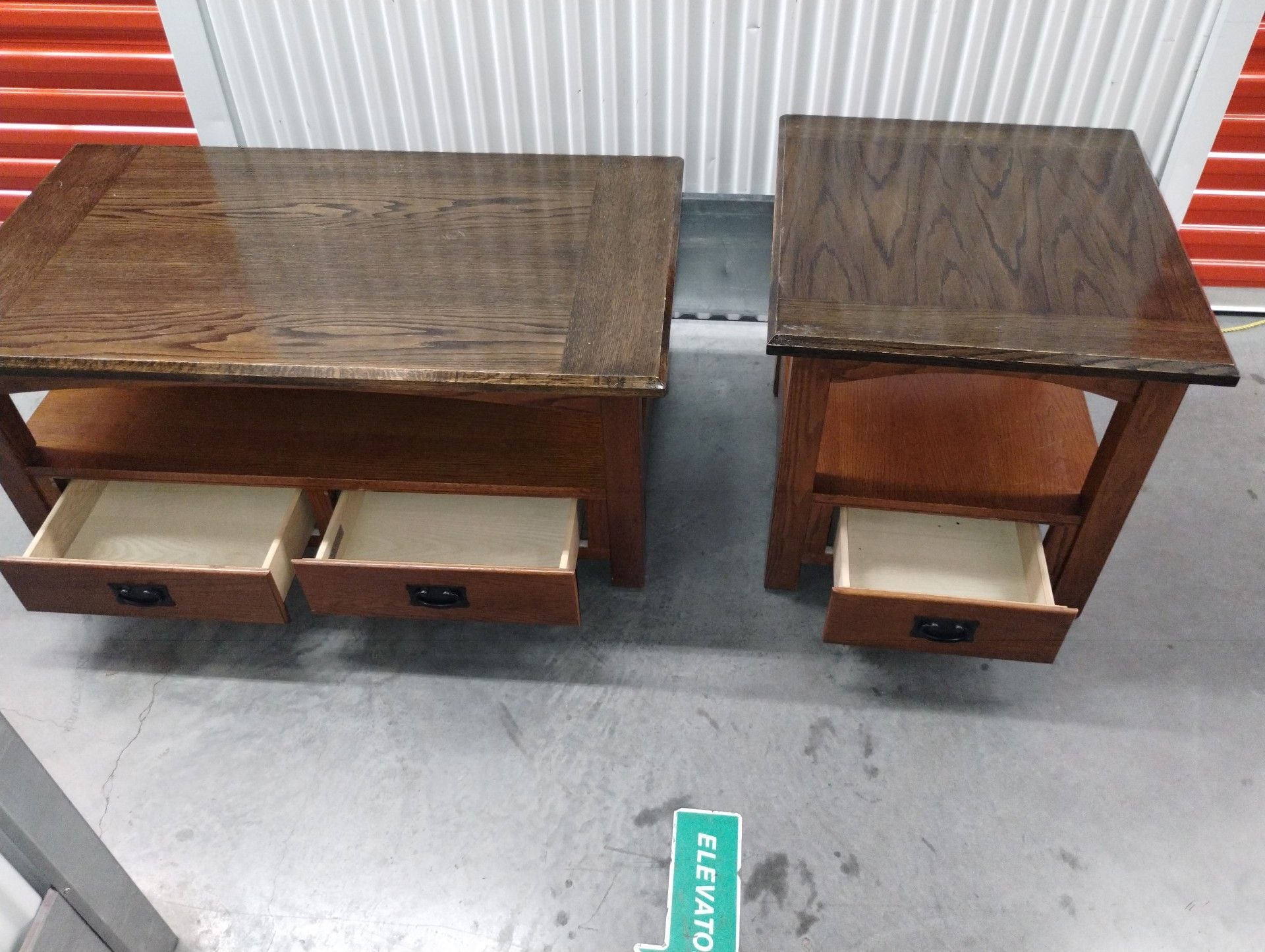 Mission Style Wooden Coffee And End Table Set - Dark Oak 2