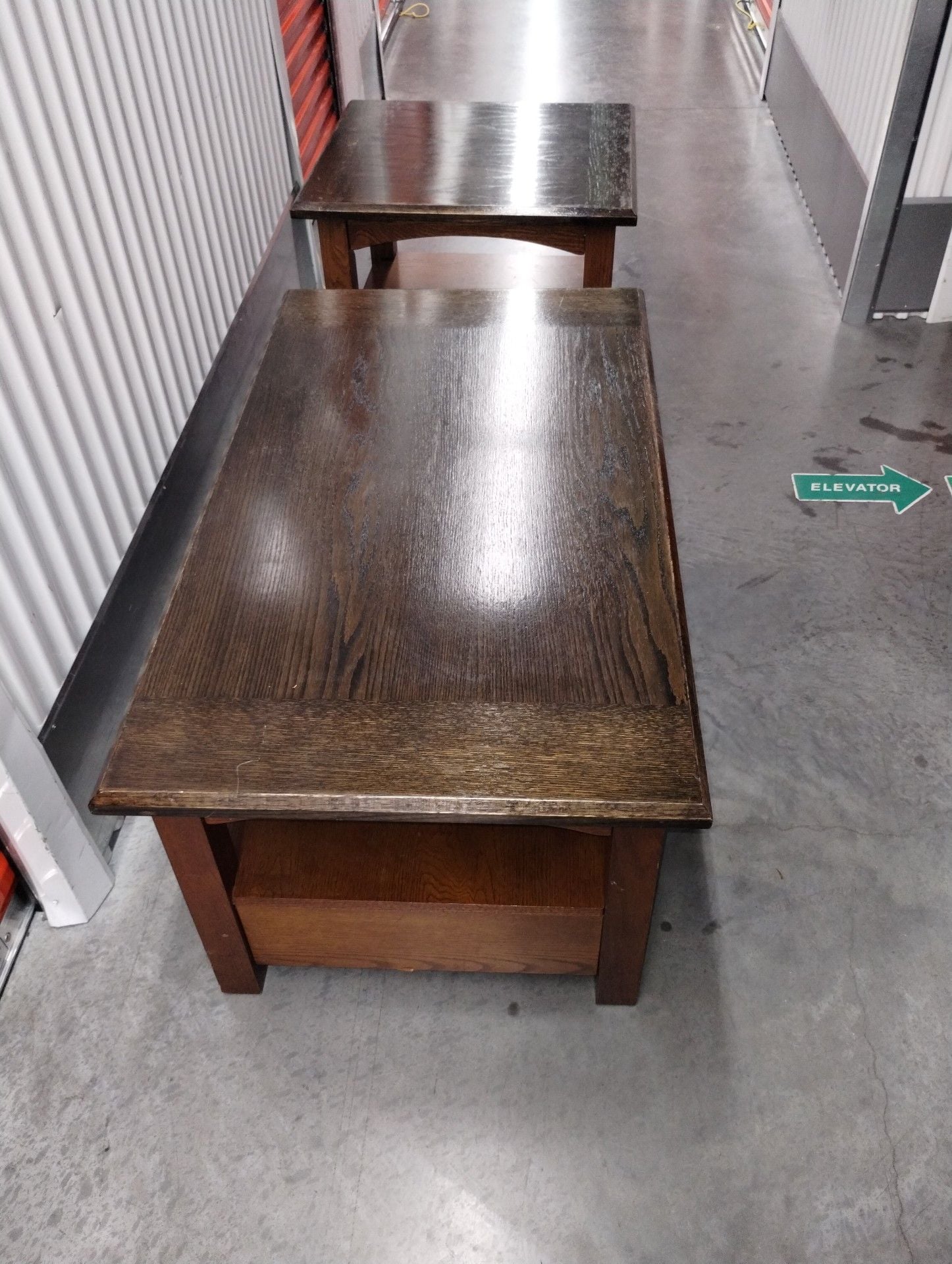Mission Style Wooden Coffee And End Table Set - Dark Oak 3