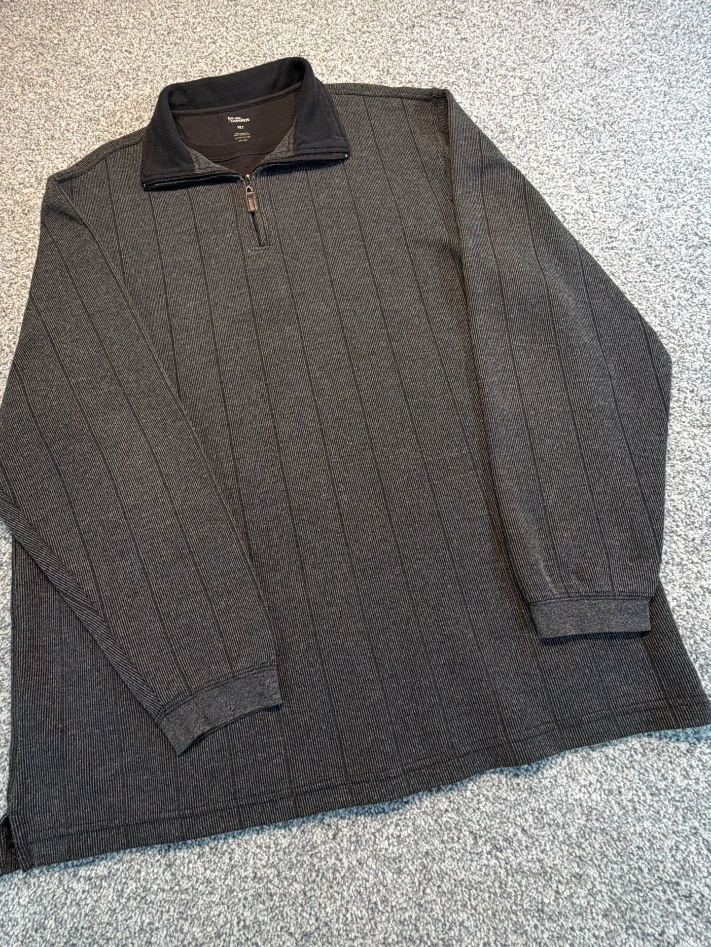 Marc Edwards 1/4 Zip Men’s Pullover Sweater Size XLT Gray Striped Mock Neck 2
