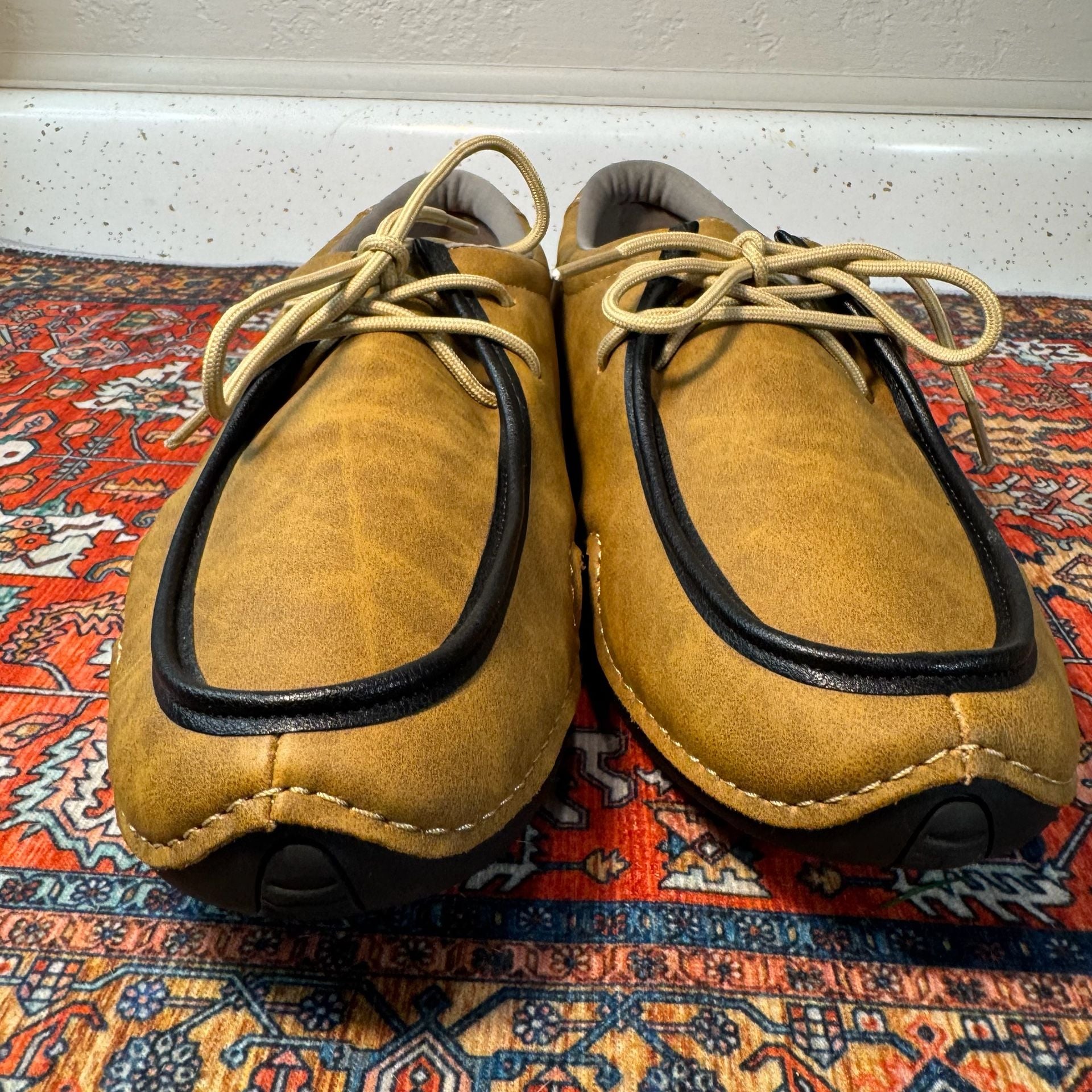 Salkin USA Men’s 10.5-11 Tan Brown Lace Up Moc Toe Comfort Casual Shoes 9