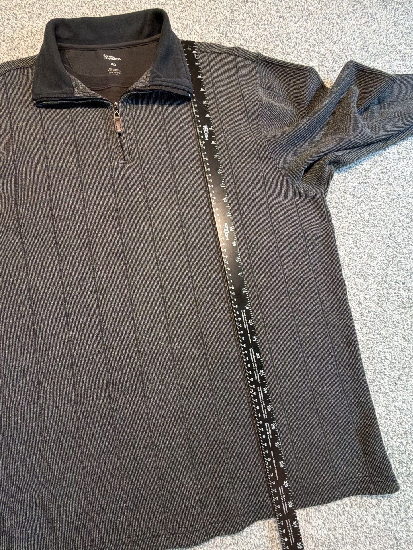Marc Edwards 1/4 Zip Men’s Pullover Sweater Size XLT Gray Striped Mock Neck 4