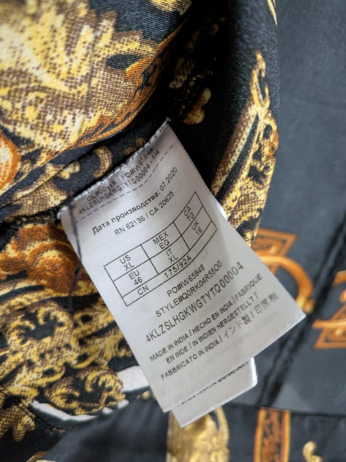 GUESS Chain Print Knot Hem Crop Blouse Black Gold 15