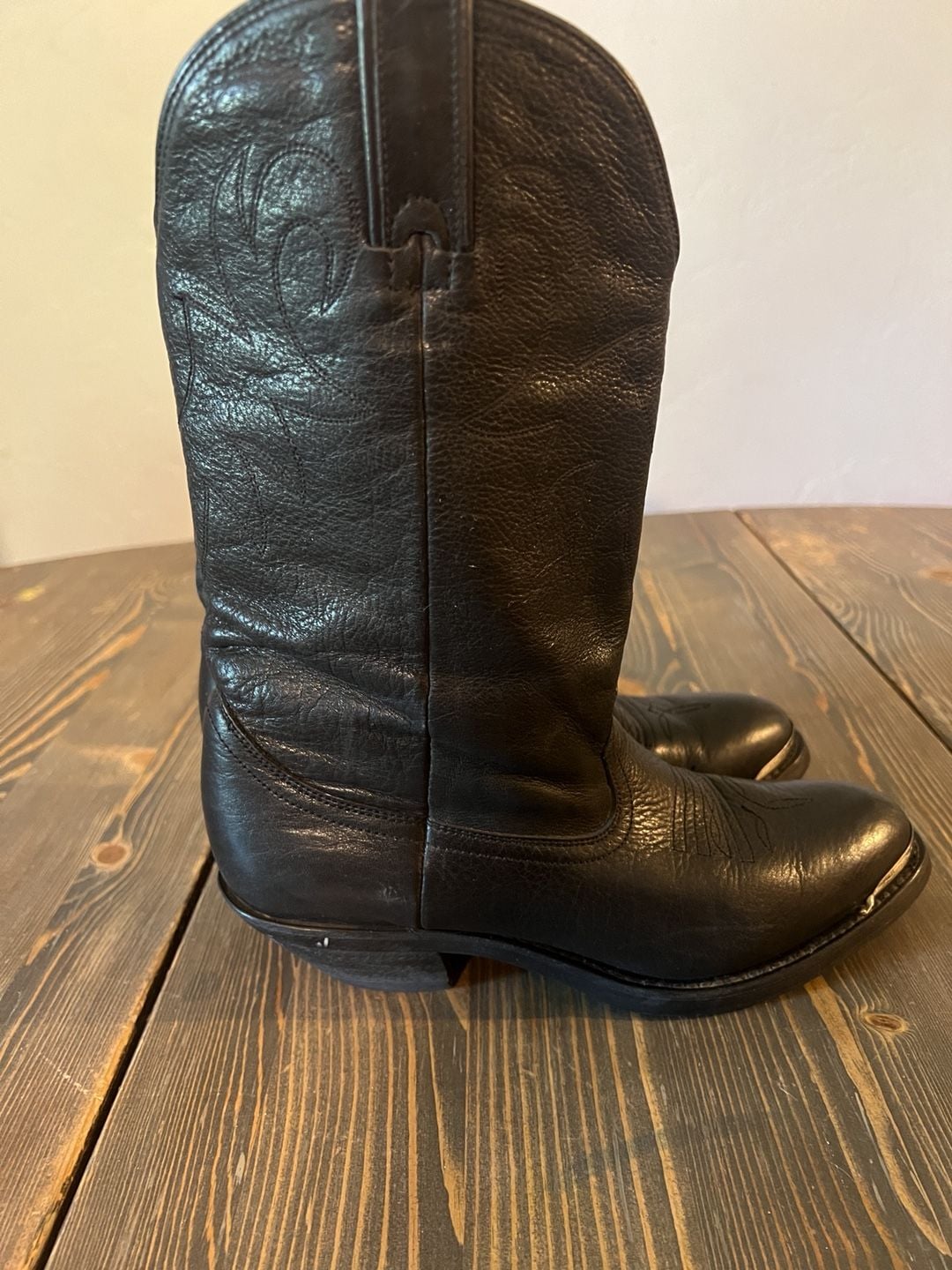 Durango Western Cowboy Boots Black Leather Toe Tips 6 1/2 3