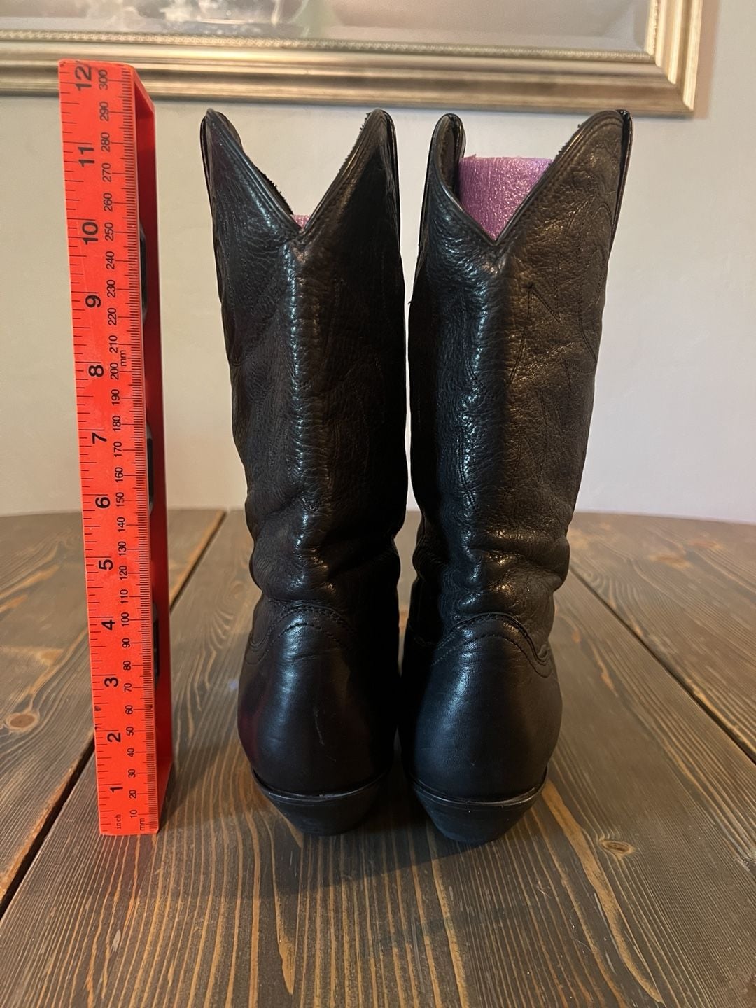 Durango Western Cowboy Boots Black Leather Toe Tips 6 1/2 4