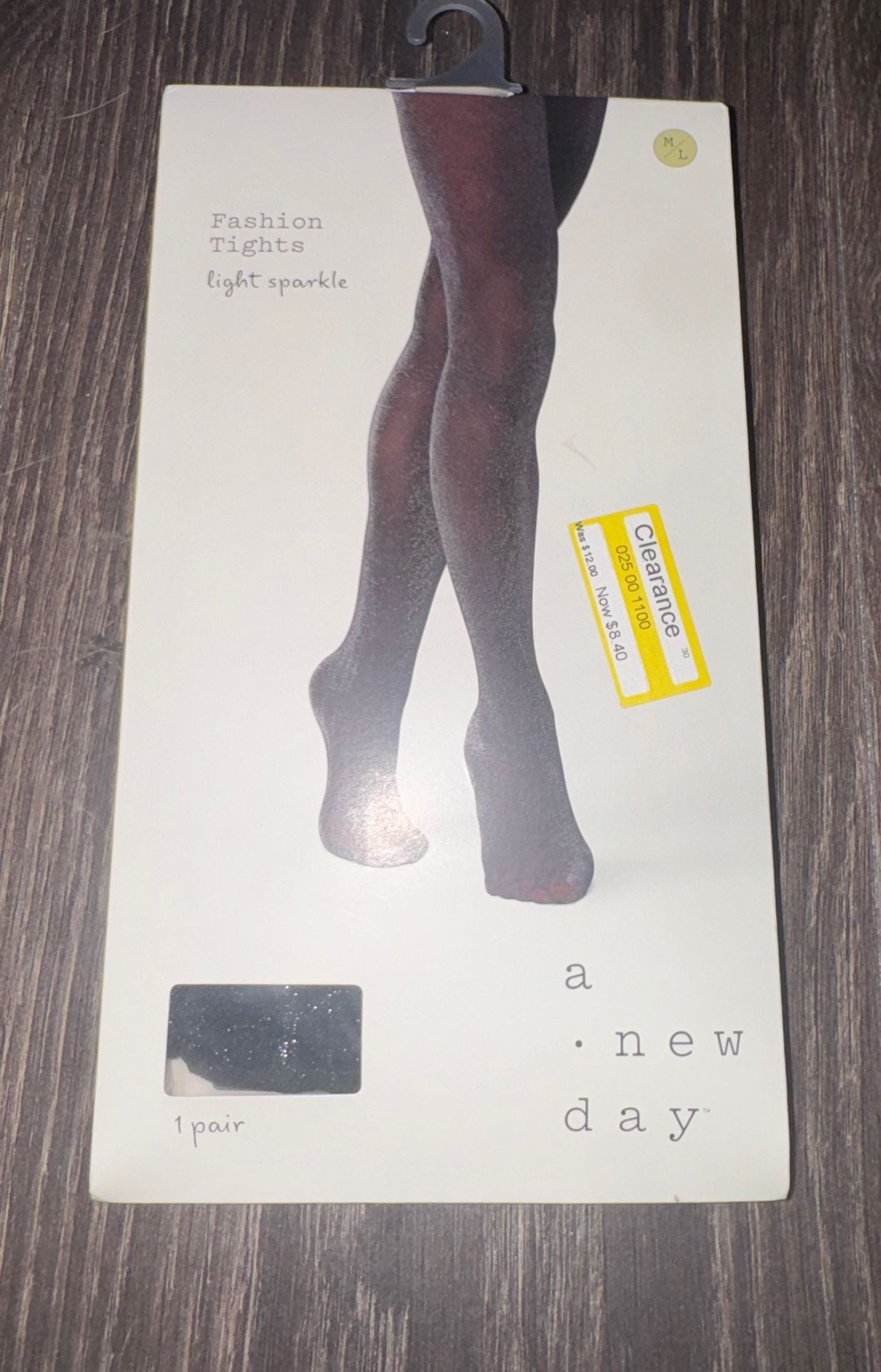 A New Day Black Fashion Tights Light Sparkle Size M/L 1