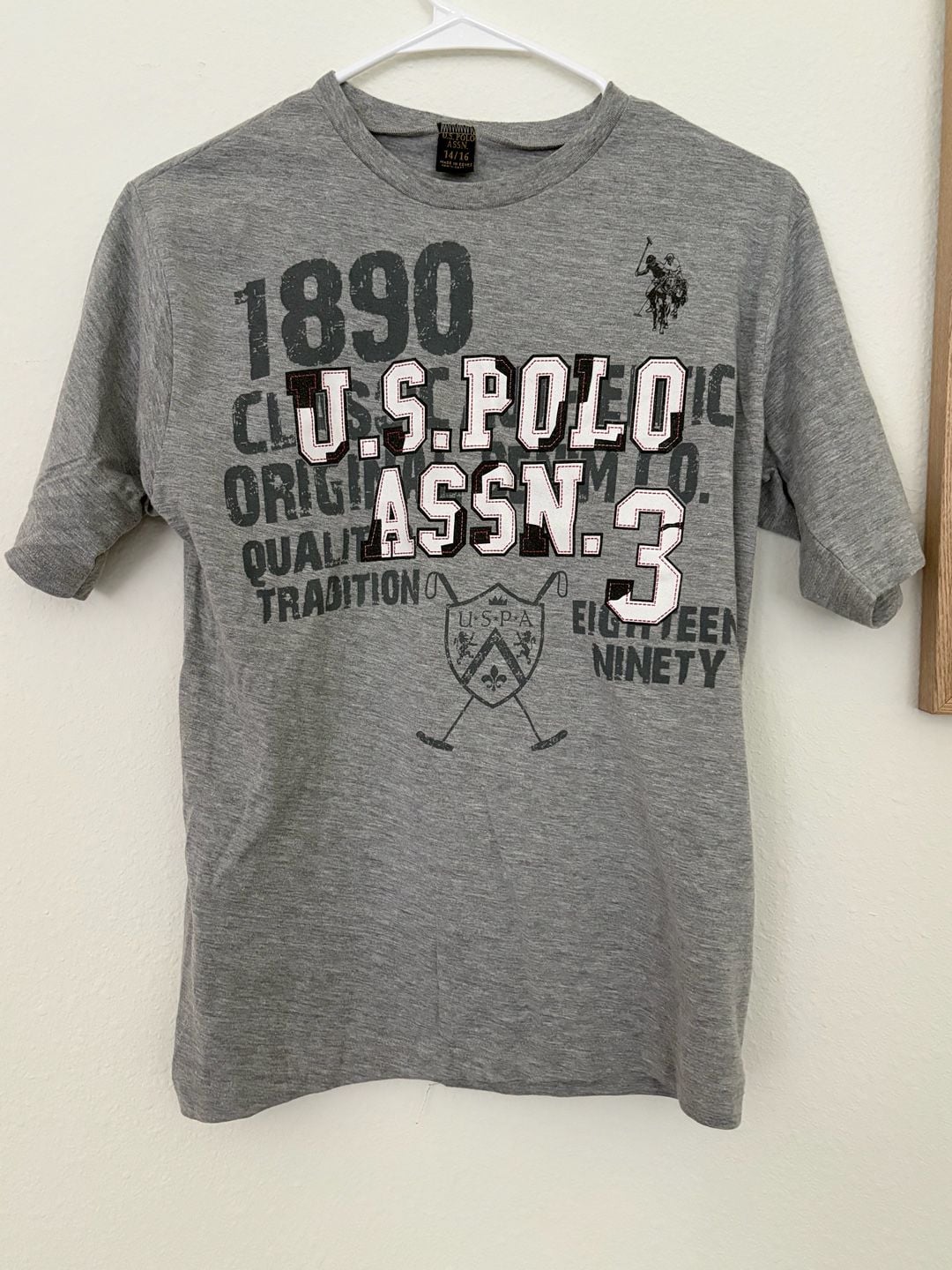 Youth U.S. Polo Assn. Graphic T-Shirt Size 14/16 Gray Cotton 2