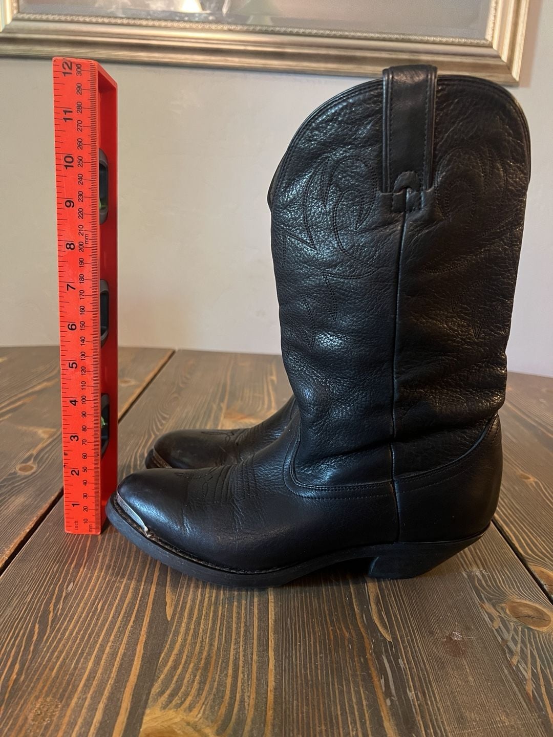 Durango Western Cowboy Boots Black Leather Toe Tips 6 1/2 6
