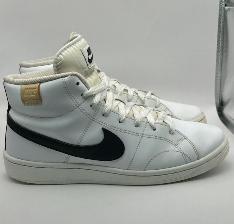Nike Court Royale 2 Mid Mens Leather Sneakers 8 White Black CQ9179-100 4