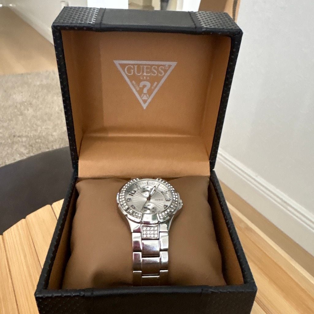 Guess Rhinestone Silver-Tone Multifunction Watch Women Silver 1