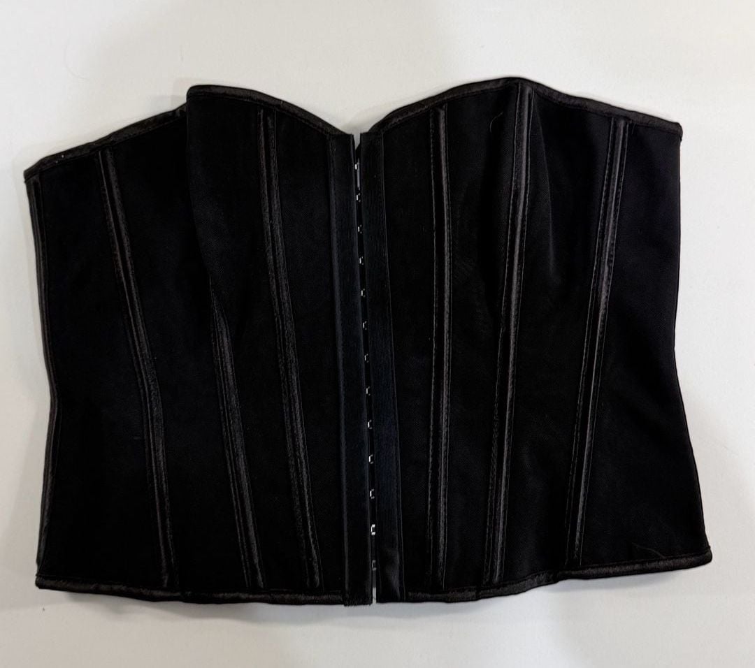 Black Lace-Up Boned Overbust Corset Top size M 2