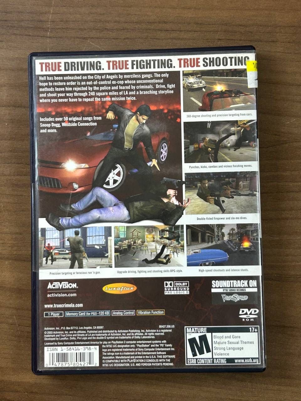 True Crime Streets of LA PS2 PlayStation 2 2003 Activision Disc Case Manual CIB 3