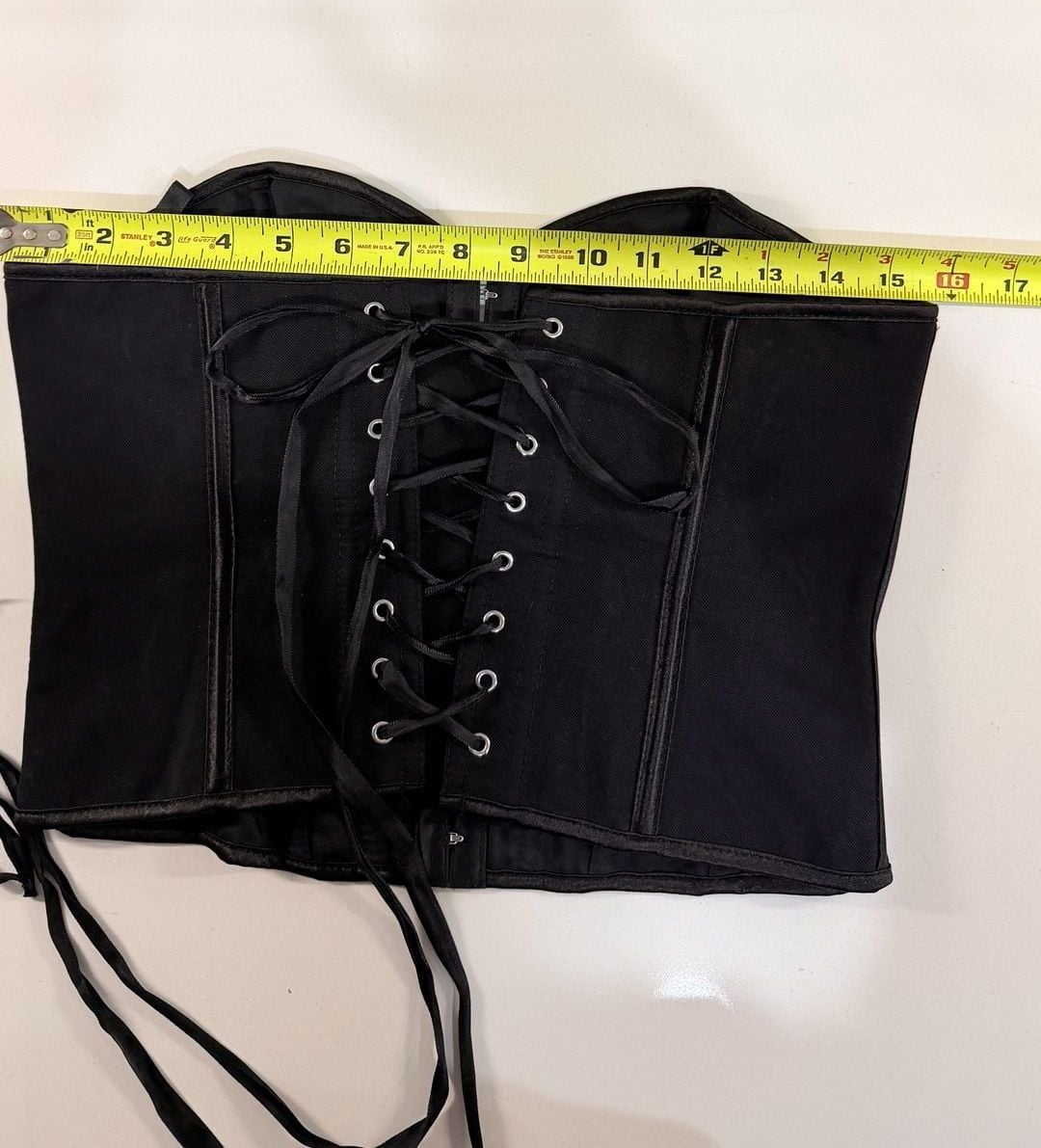 Black Lace-Up Boned Overbust Corset Top size M 5
