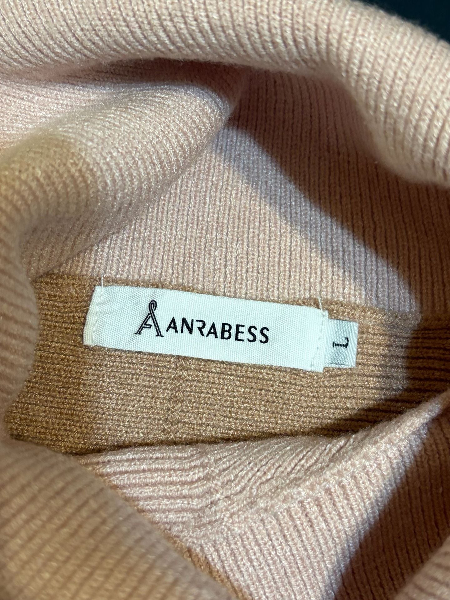 Anrabess Turtleneck Poncho Sweater Size L Colorblock Pink Brown White 3