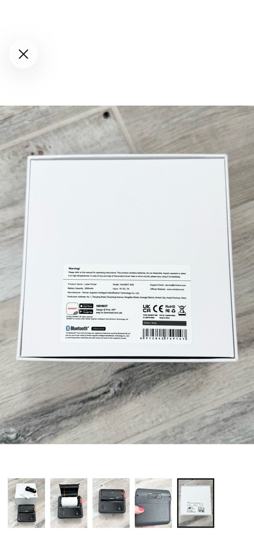 NIIMBOT B3S Thermal Label Printer Grey 5