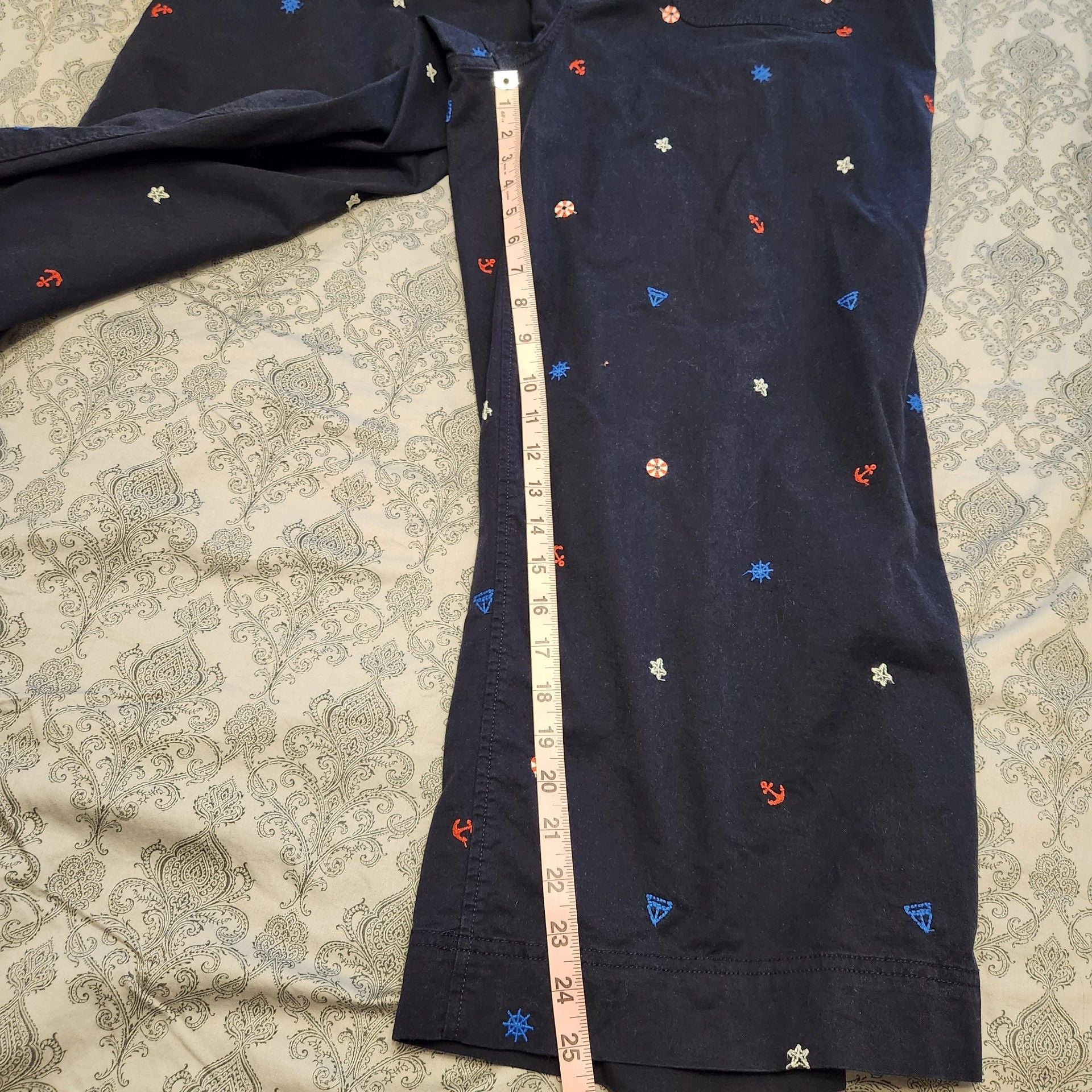 Women's Pants Size XL (16-18) Navy Blue Nautical Print 7