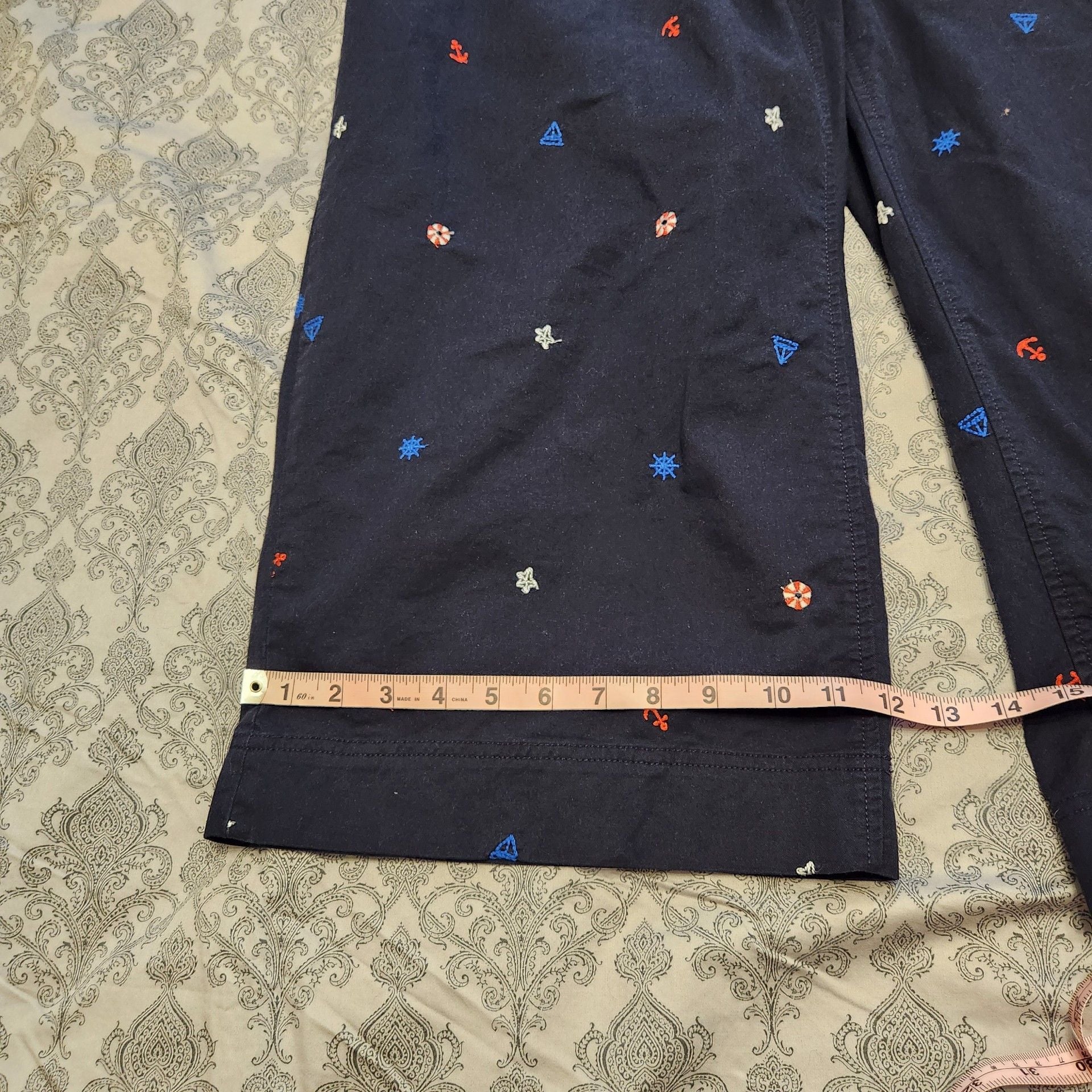 Women's Pants Size XL (16-18) Navy Blue Nautical Print 8