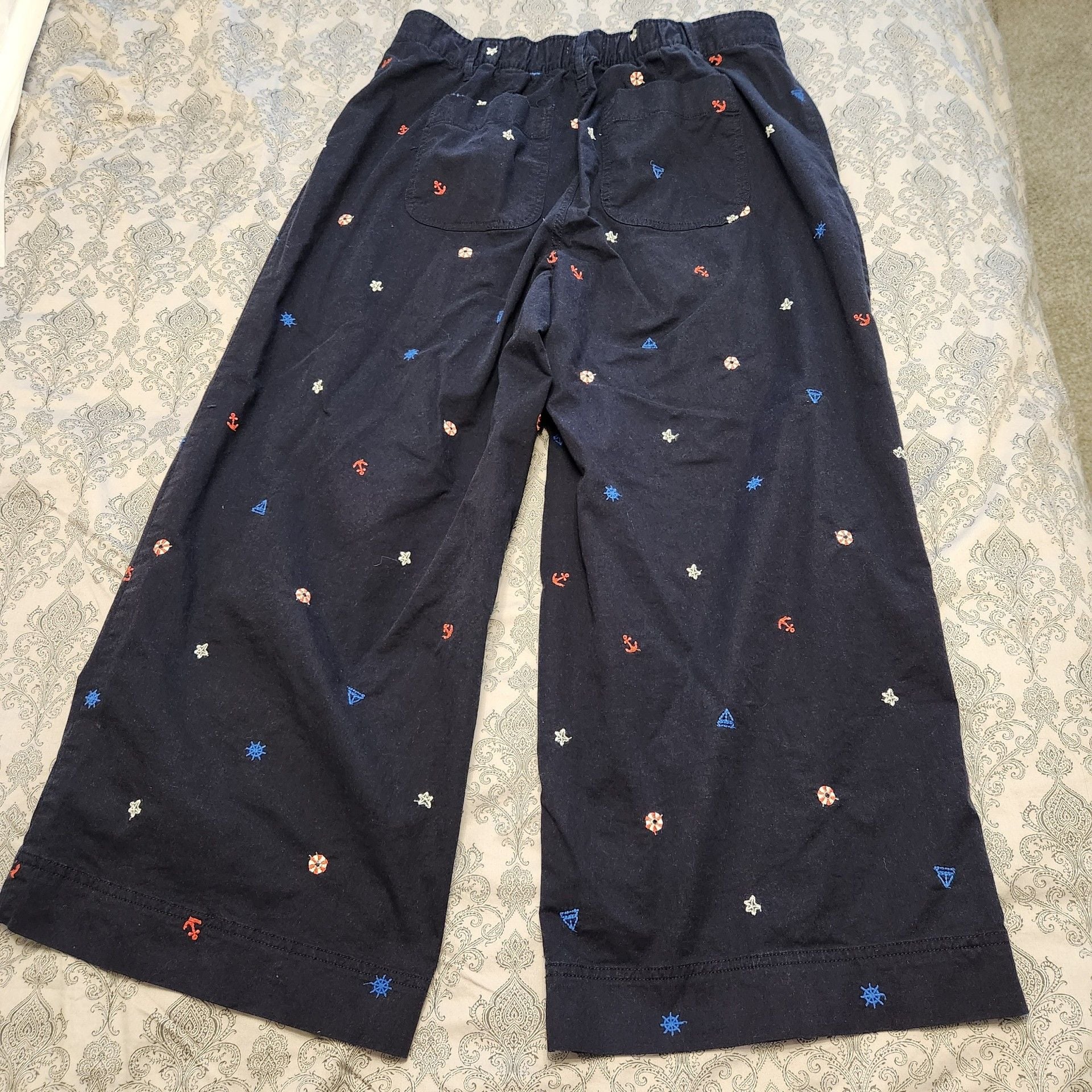 Women's Pants Size XL (16-18) Navy Blue Nautical Print 10