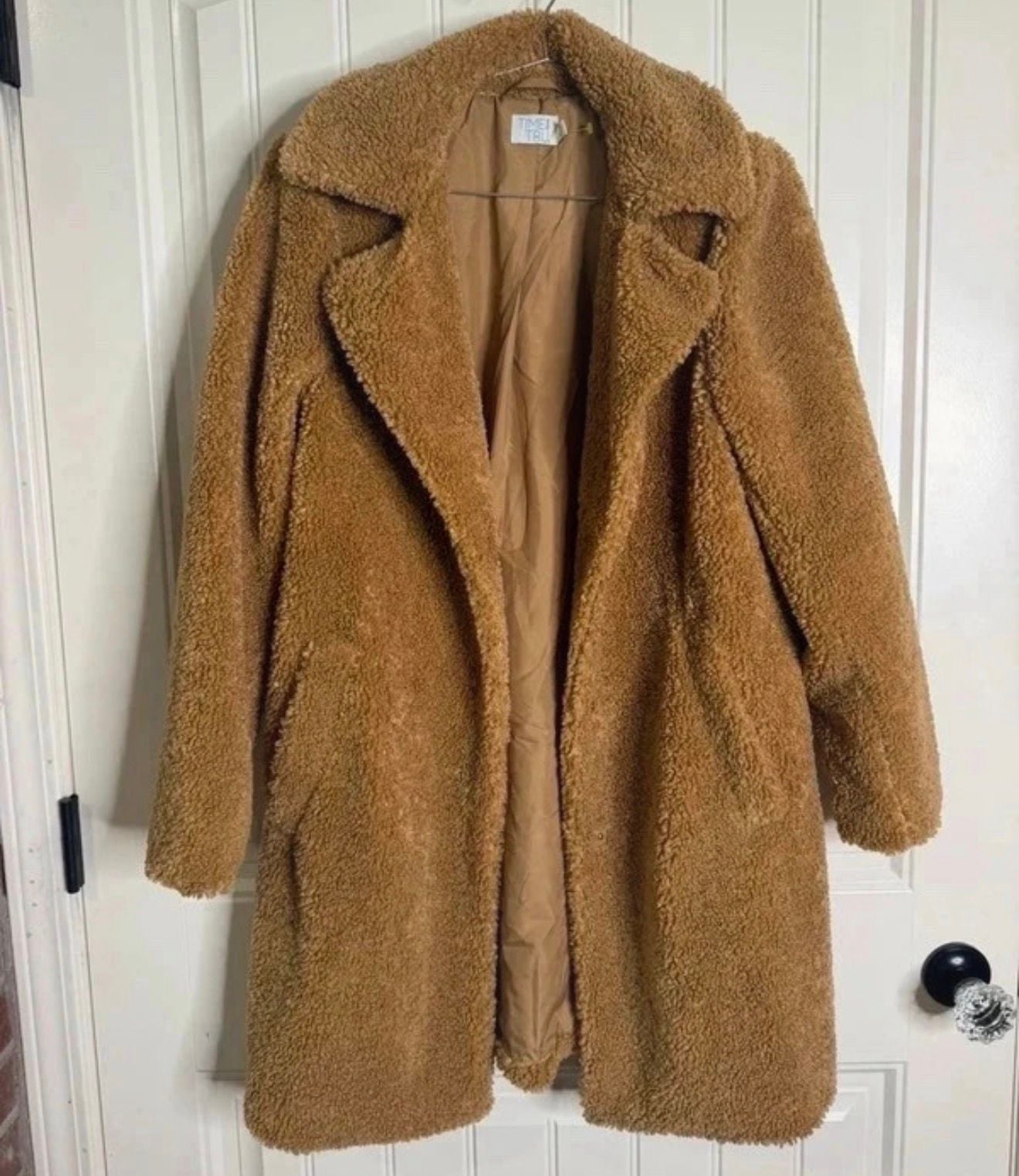 Time And Tru Teddy Coat Size Small 4-6 Camel Brown 3