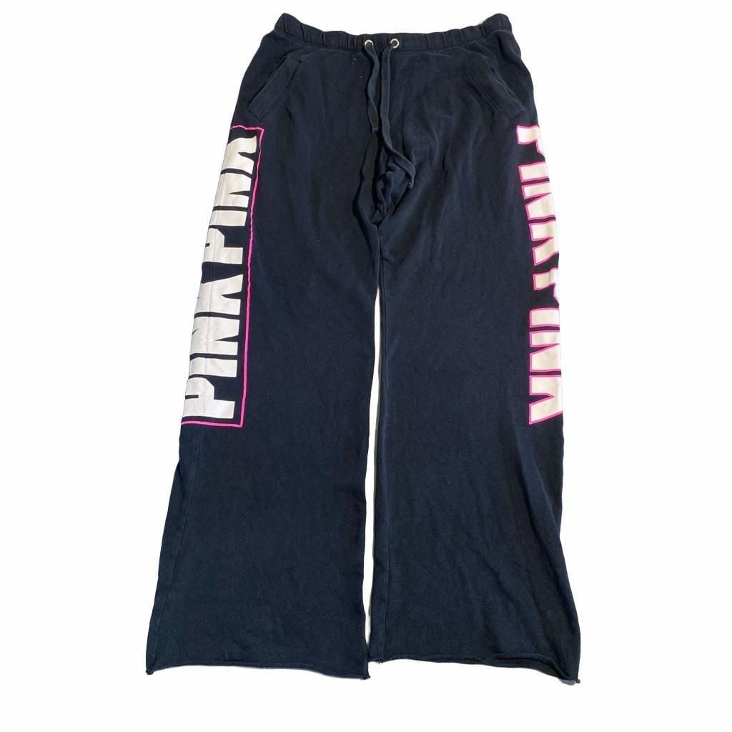 Pink Victoria's Secret Sweatpants Size S Black Logo Leg Print 2