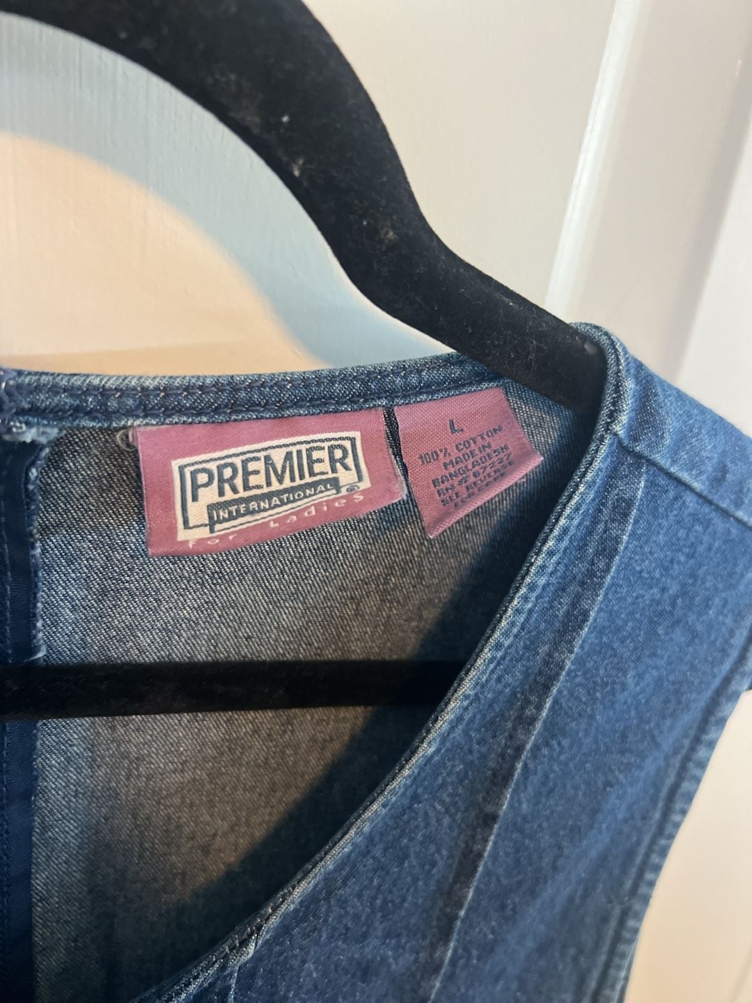 Premier International Denim Dress Size L Blue Cotton Sleeveless 4