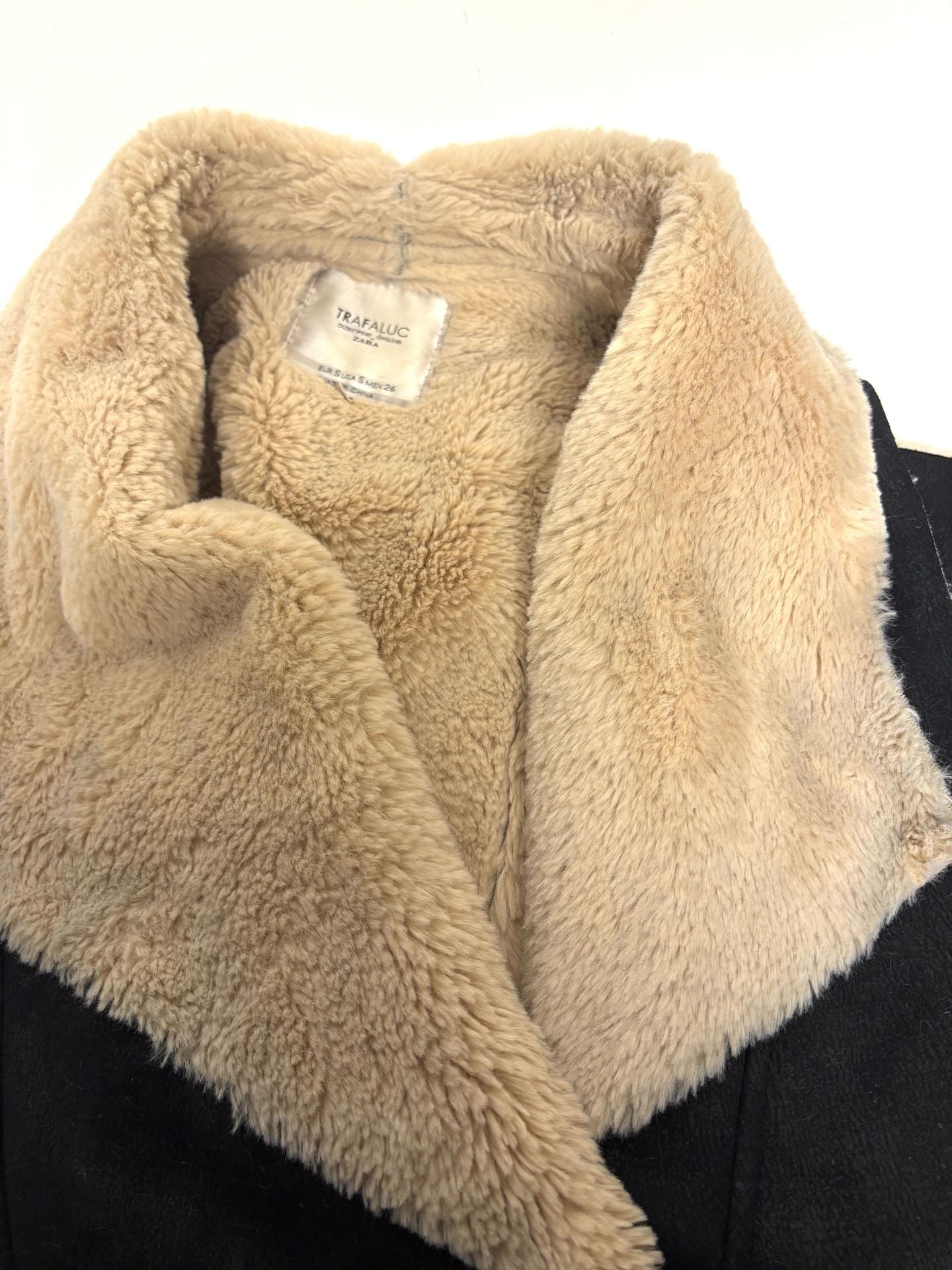 Trafaluc Zara Faux Shearling Vest Size S Black Beige 7