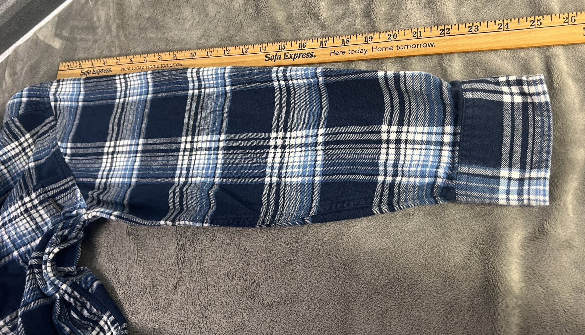 Eddie Bauer Flannel Shirt Size L Blue White Plaid Long Sleeve Button Down 7