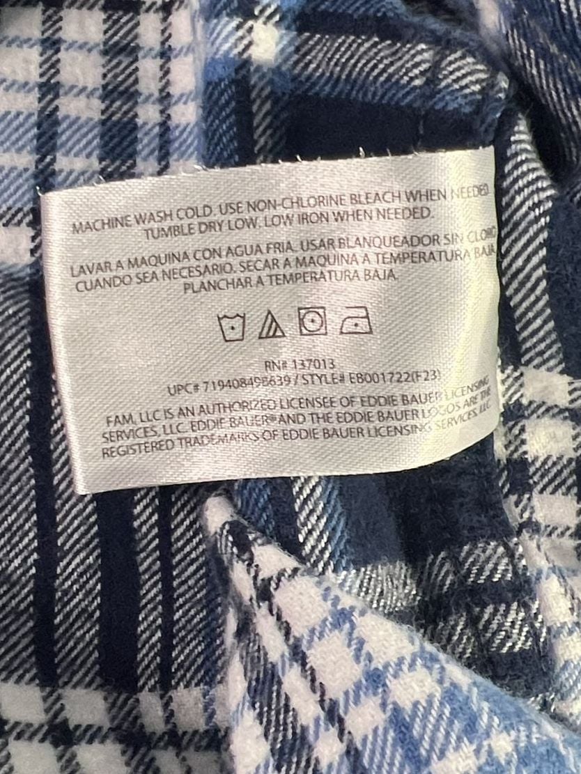 Eddie Bauer Flannel Shirt Size L Blue White Plaid Long Sleeve Button Down 9