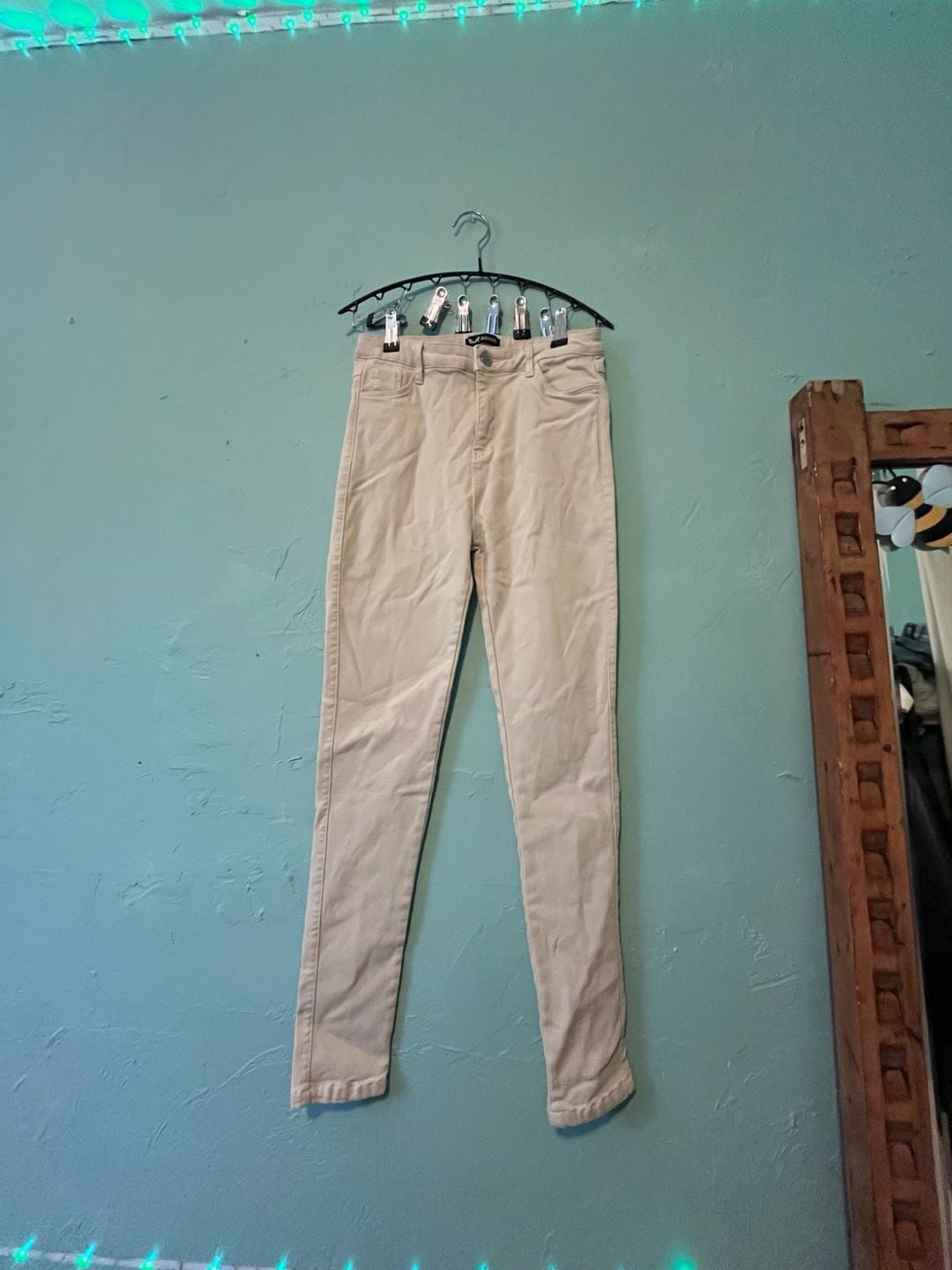 Apperloth fleece lined Skinny Pants Size S Beige High Rise 2