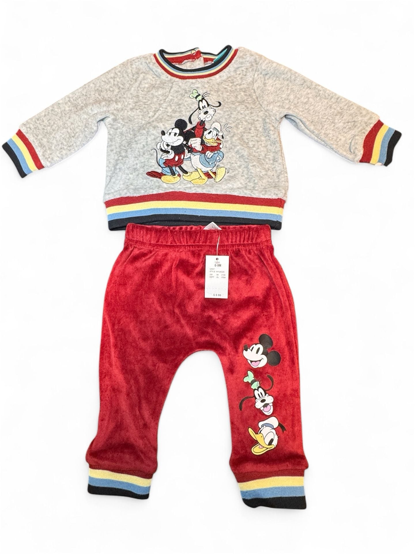 Disney Baby Mickey Goofy Donald 2 Piece Velour Outfit Set 6-9M NWT 1