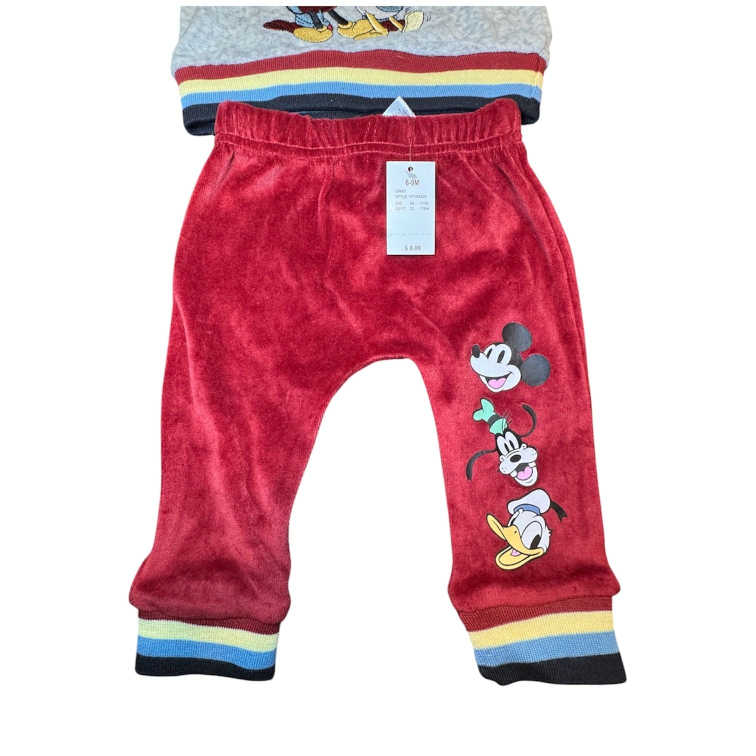 Disney Baby Mickey Goofy Donald 2 Piece Velour Outfit Set 6-9M NWT 3