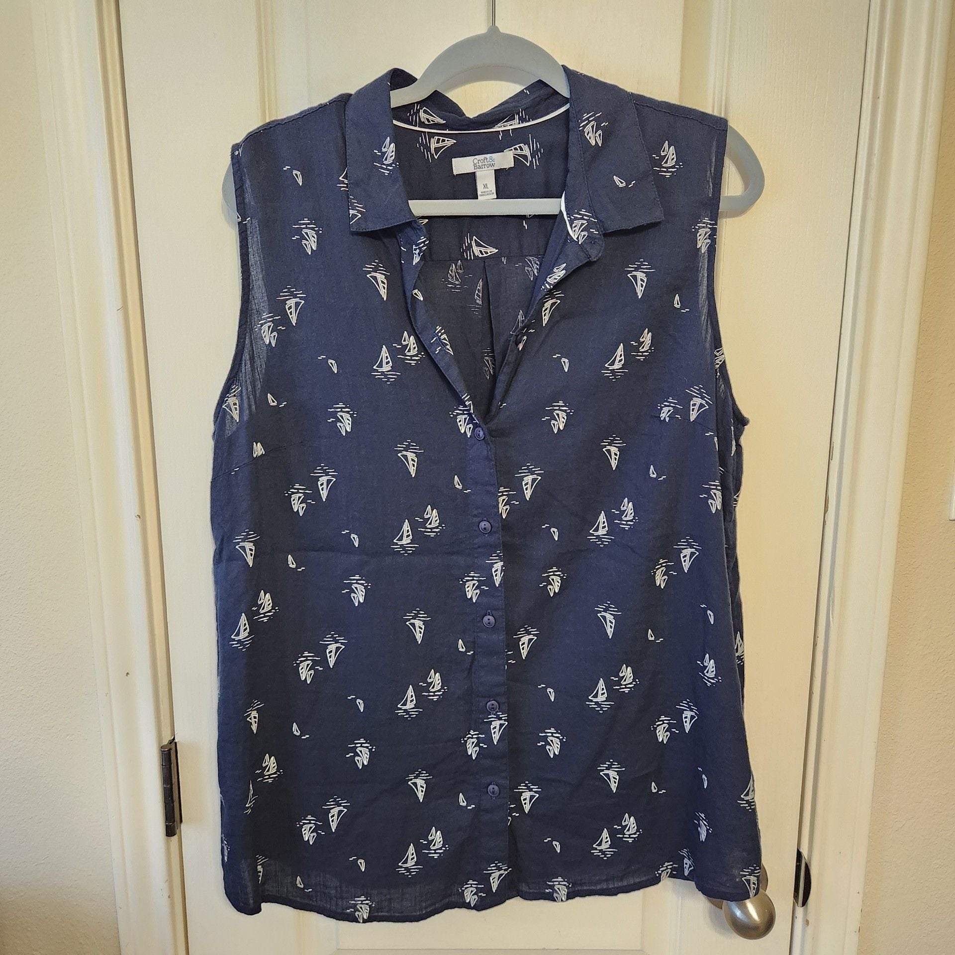 Sailboat Sleeveless Top XL Navy 4