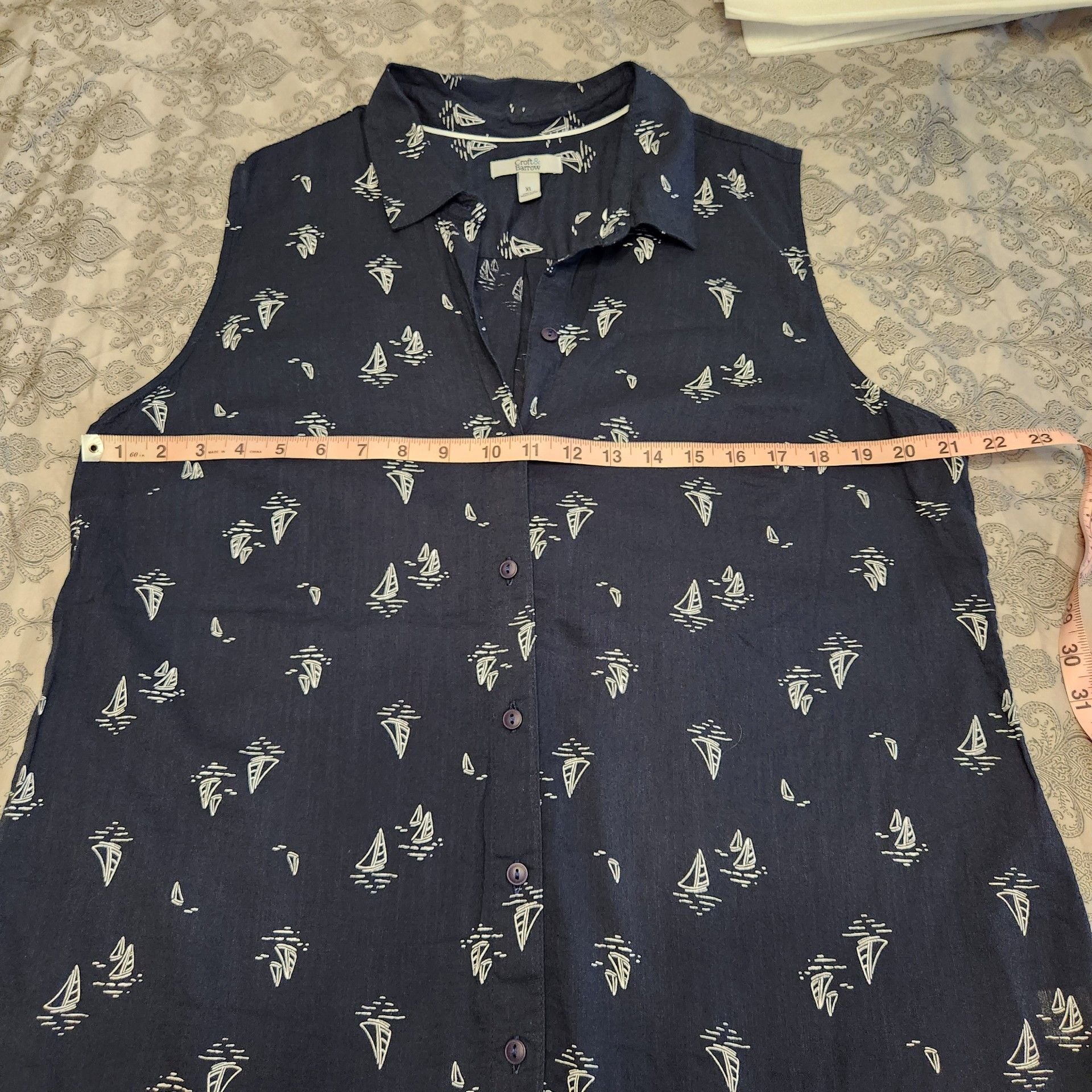 Sailboat Sleeveless Top XL Navy 8