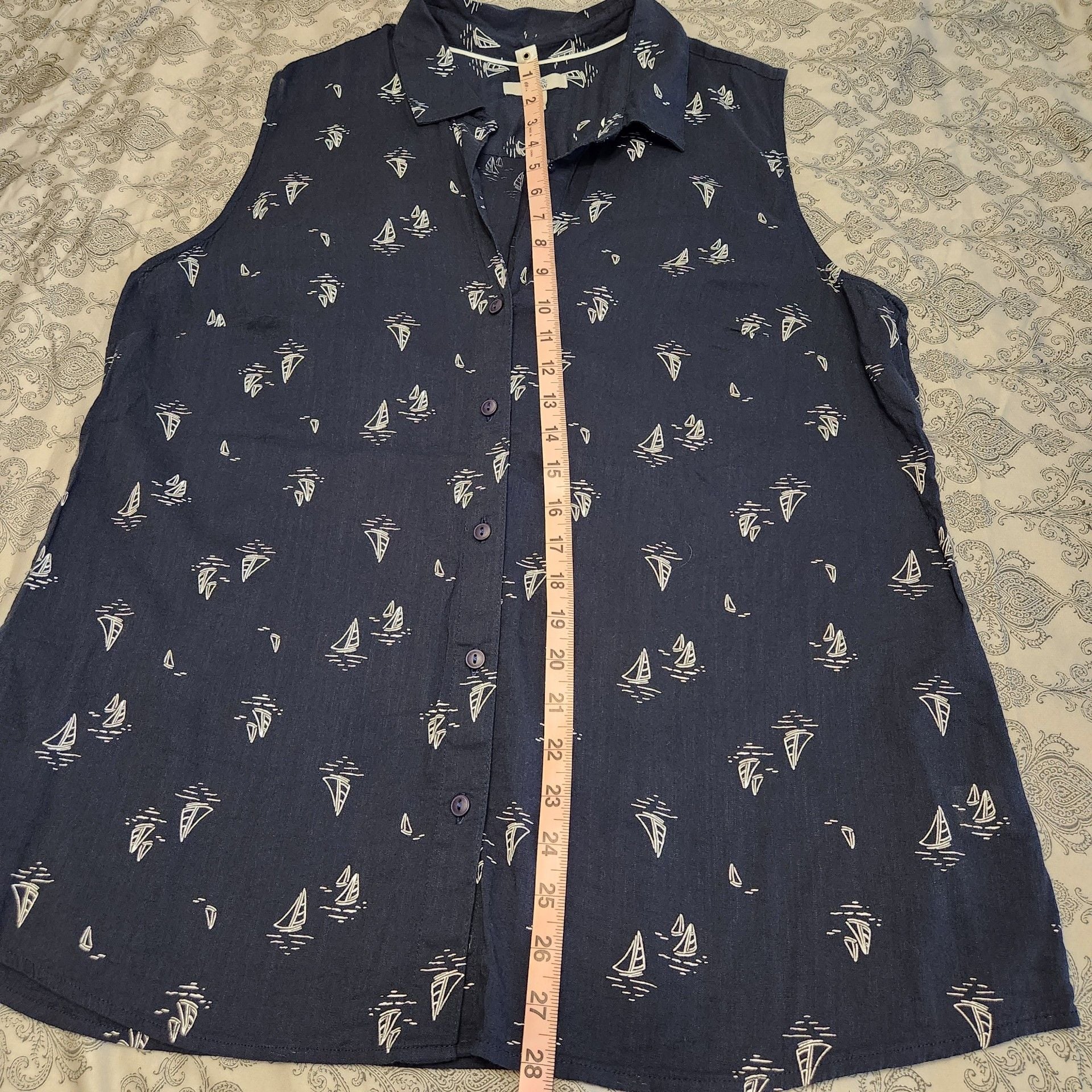 Sailboat Sleeveless Top XL Navy 9