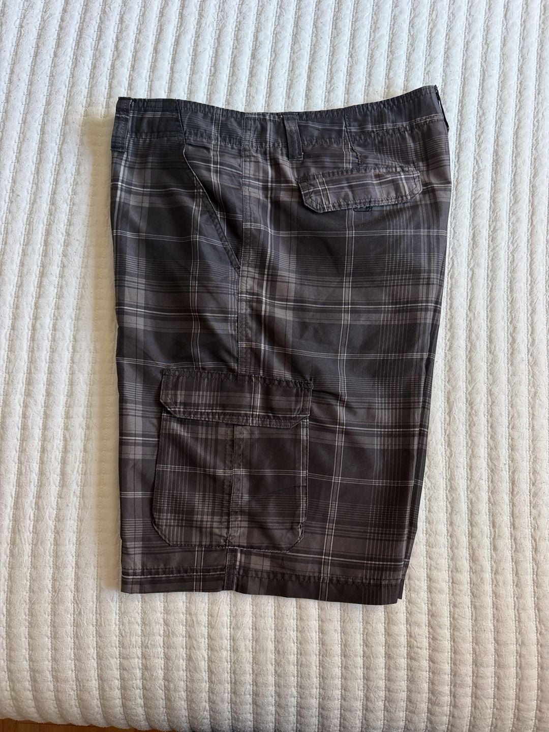 Burnside Plaid Cargo Shorts Size 36 Black Gray Skater Boarder 3