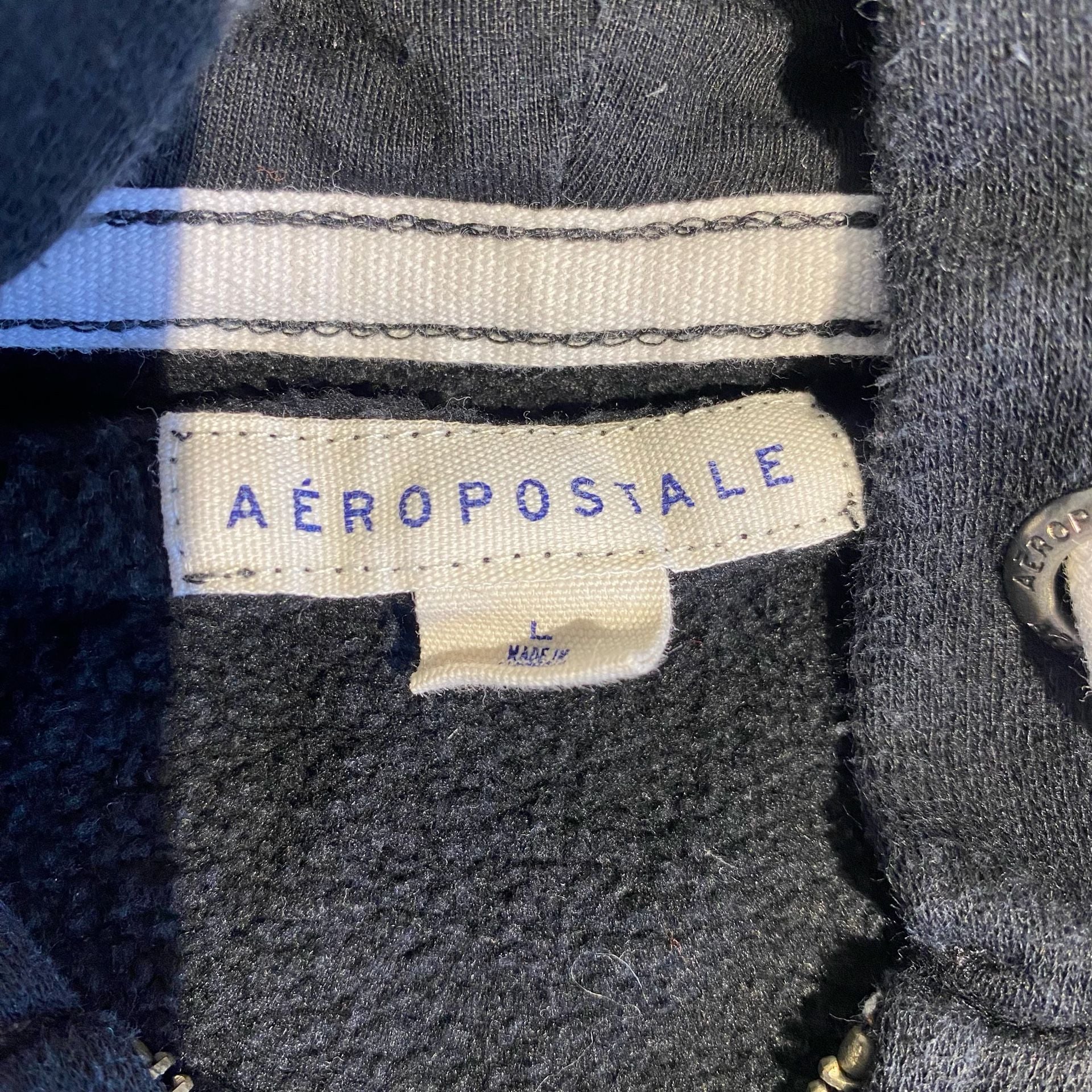 Aeropostale Full Zip Hoodie Size L Black Graphic Logo Sweatshirt 4