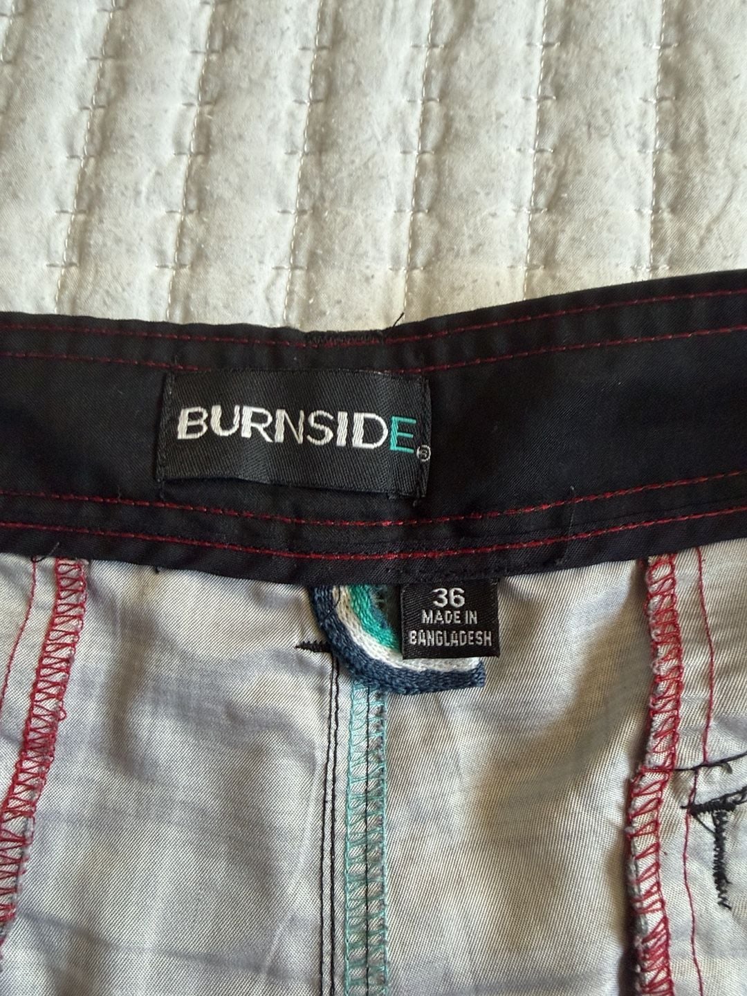 Burnside Plaid Cargo Shorts Size 36 Black Gray Skater Boarder 6