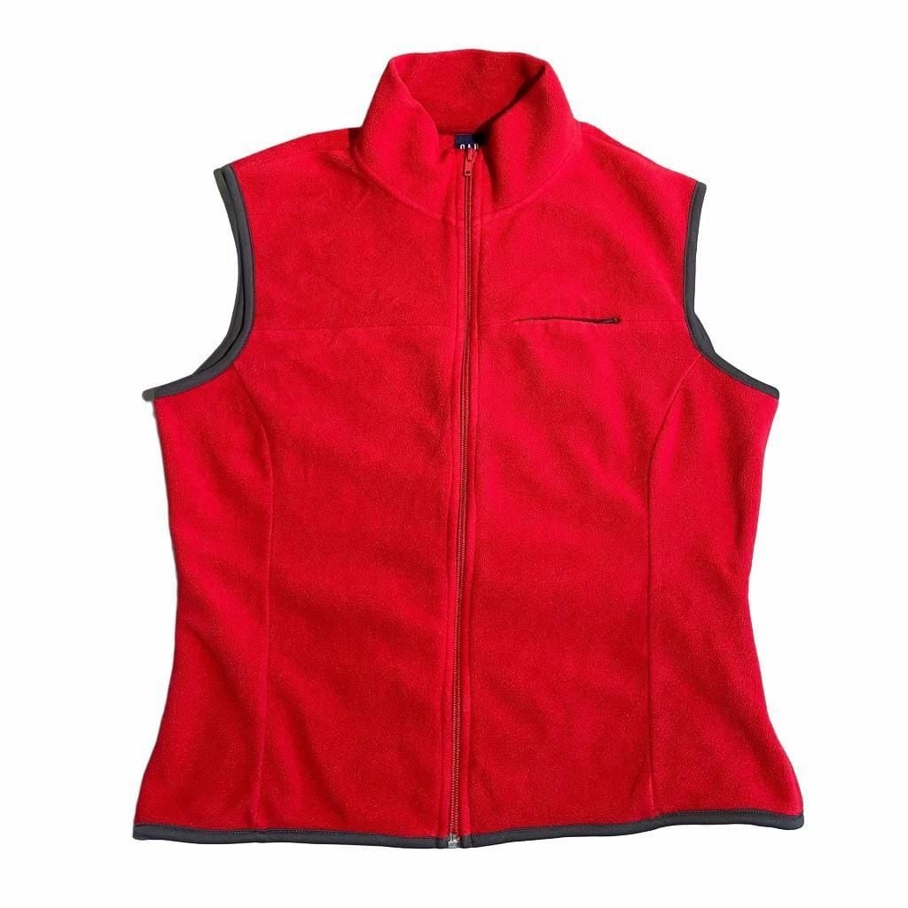 Gap Fleece Vest Size M Red Full Zip Outerwear 2