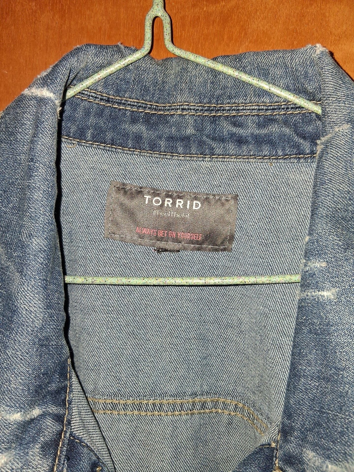 Torrid Distressed Denim Long Jean Jacket 3