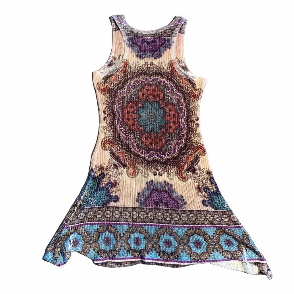Vocal Boho Paisley Mandala Print Knit Tank Top Dress 3