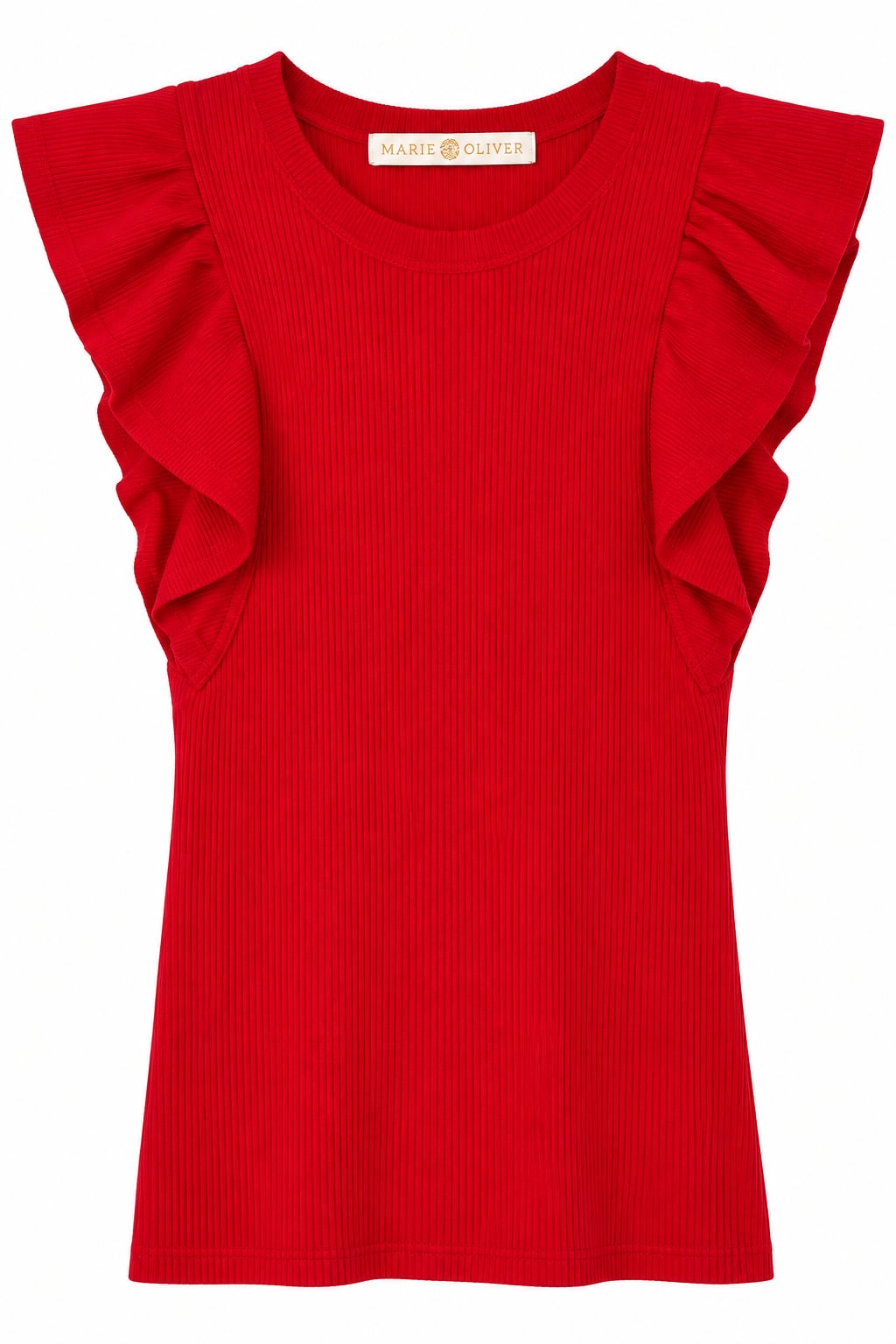 NWT Marie Oliver Rory Top Size XS Red Ribbed Ruffle 2