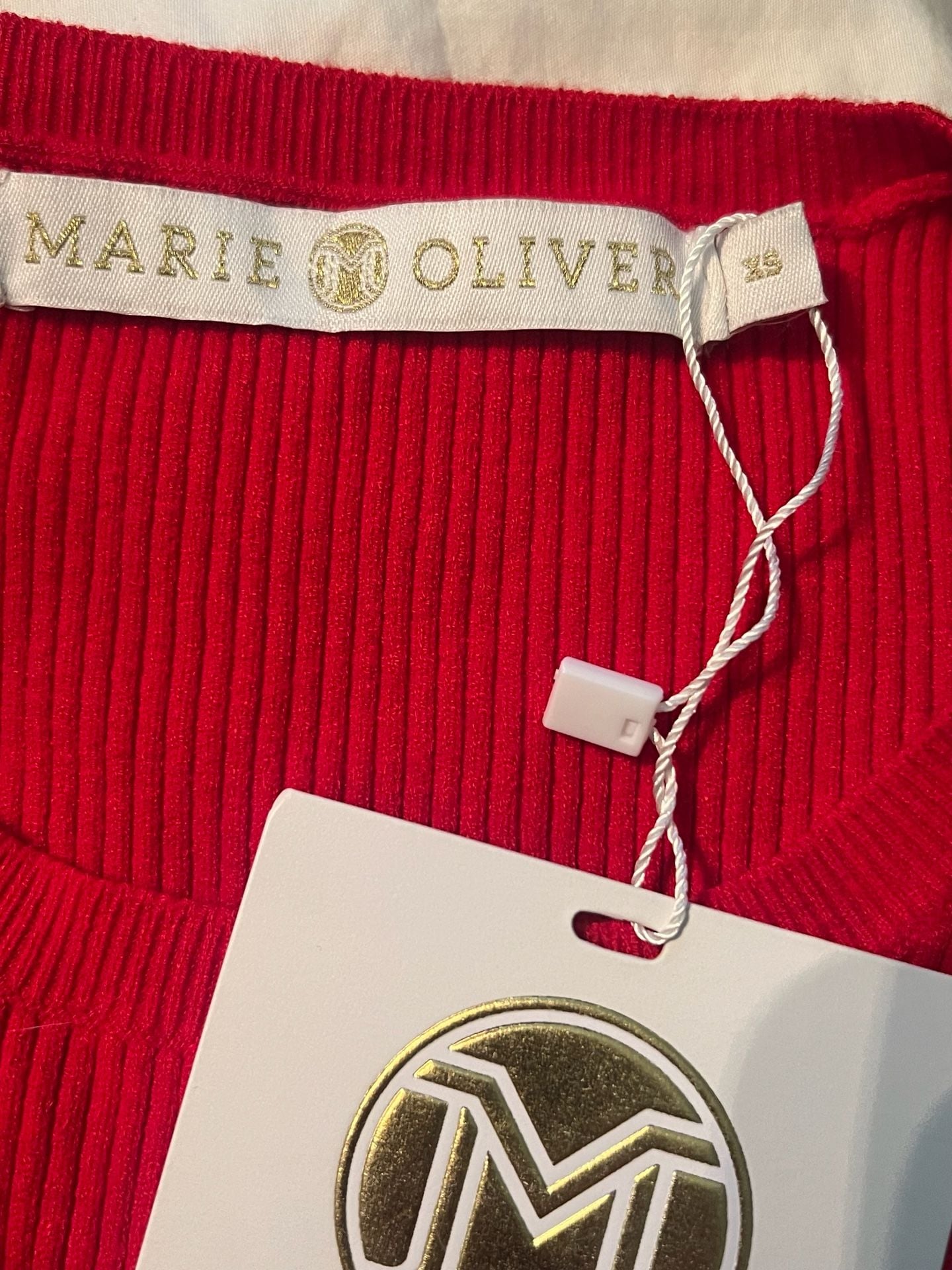 NWT Marie Oliver Rory Top Size XS Red Ribbed Ruffle 3