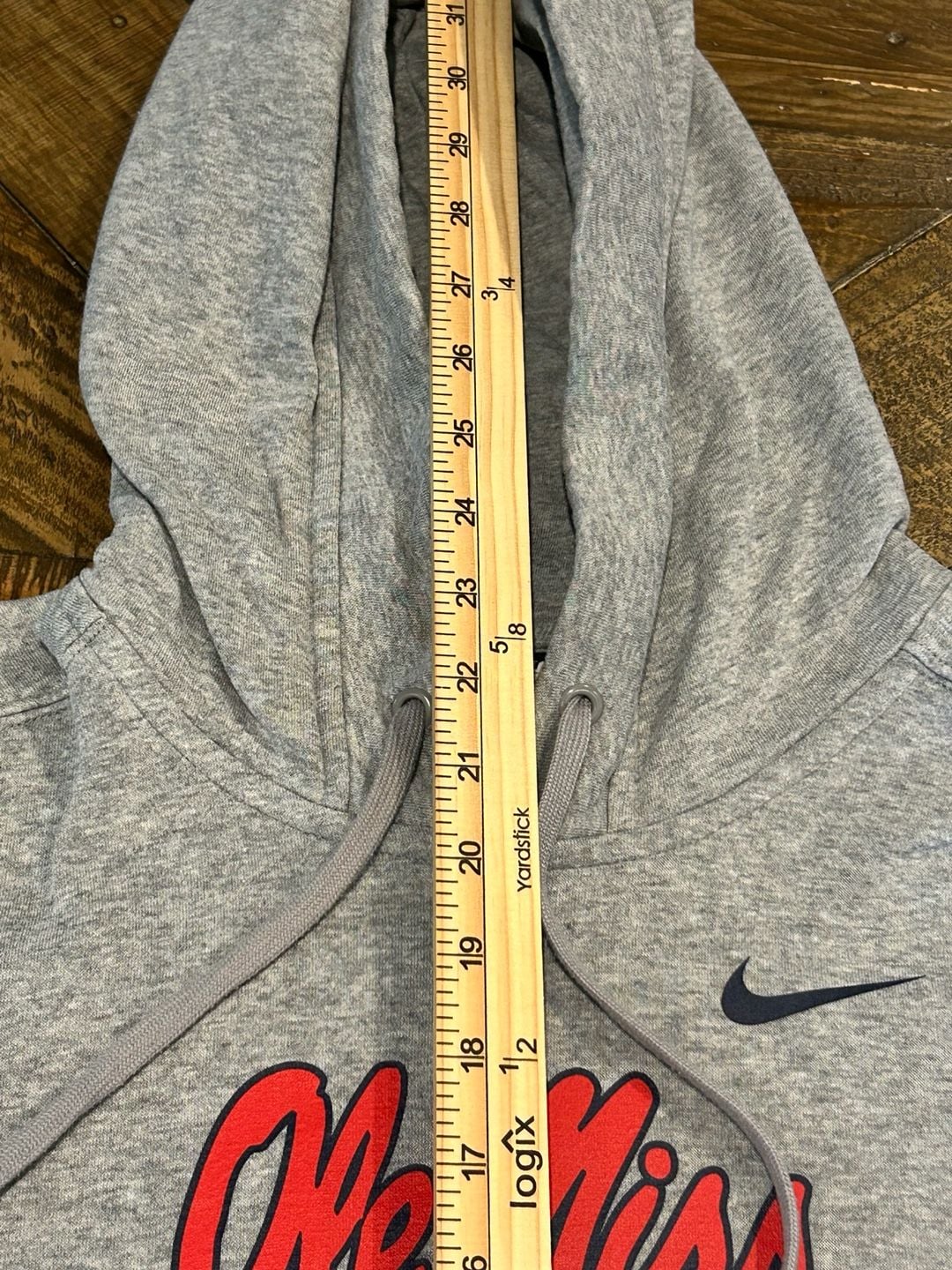 Nike Ole Miss Rebels Hoodie Size M Gray Script Logo Pullover 10