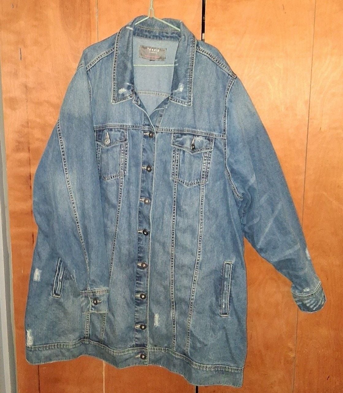 Torrid Distressed Denim Long Jean Jacket 2
